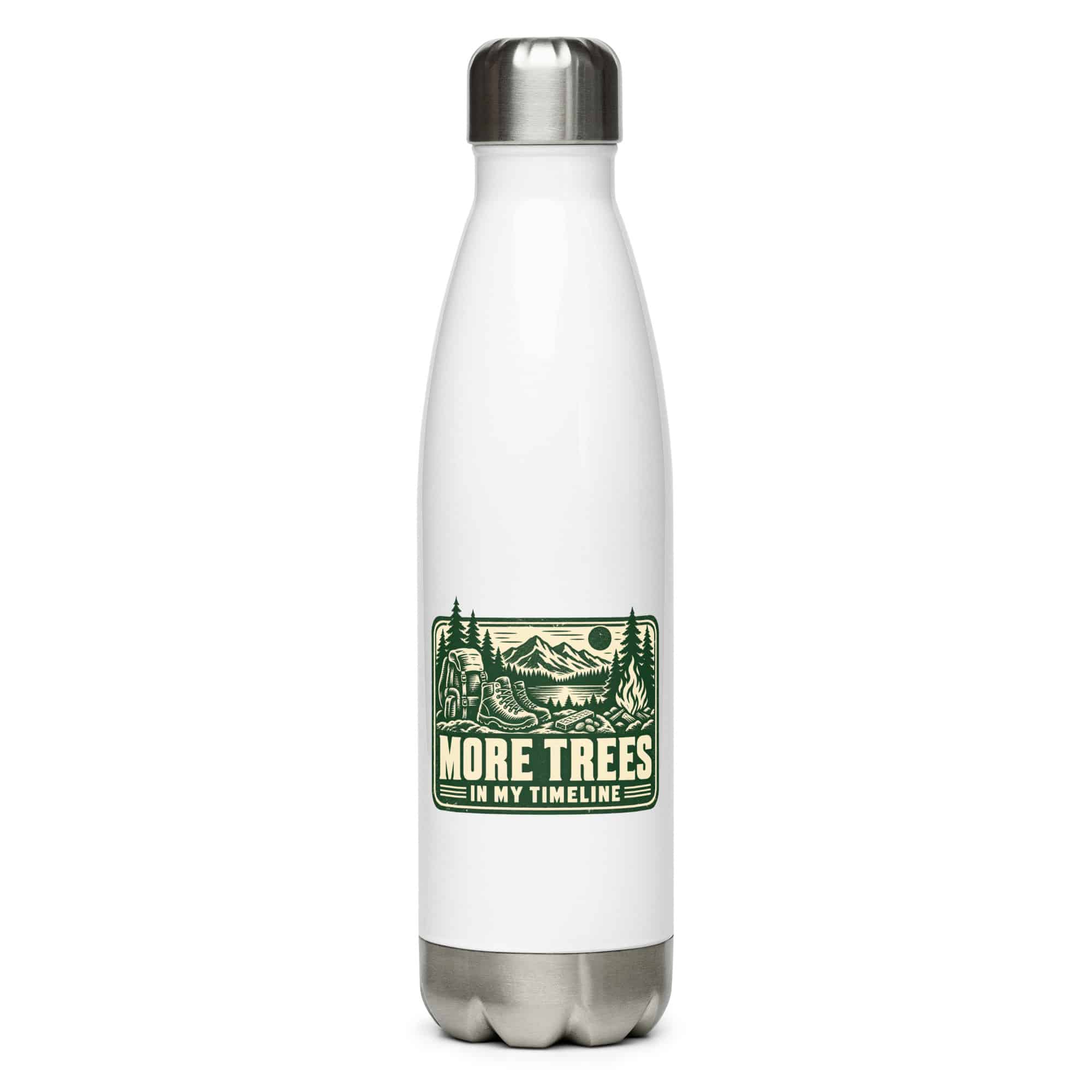 Nature and Adventure Stainless Steel Water Bottle: More Trees in My Timeline, Forest Ink Stamp