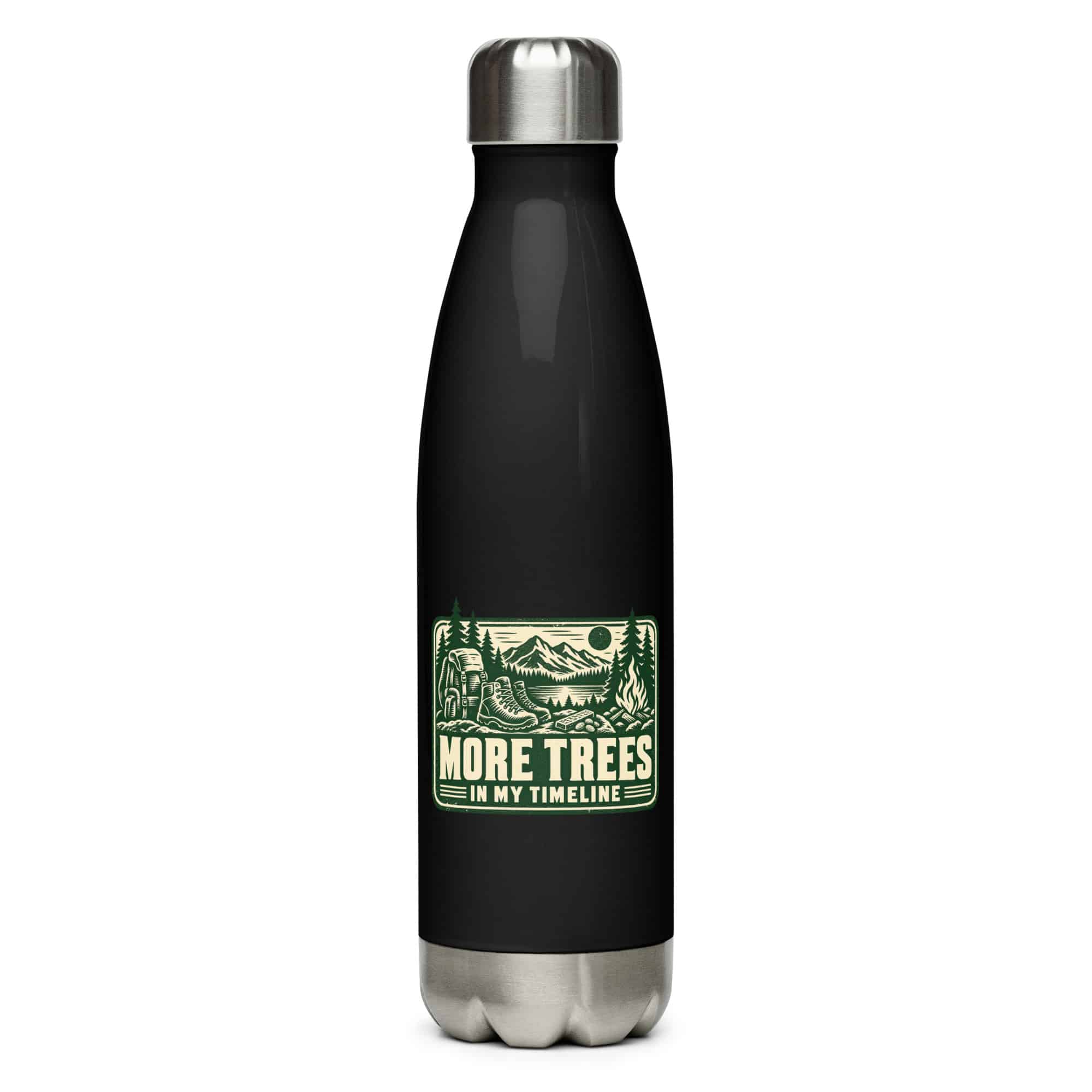 Nature and Adventure Stainless Steel Water Bottle: More Trees in My Timeline, Forest Ink Stamp