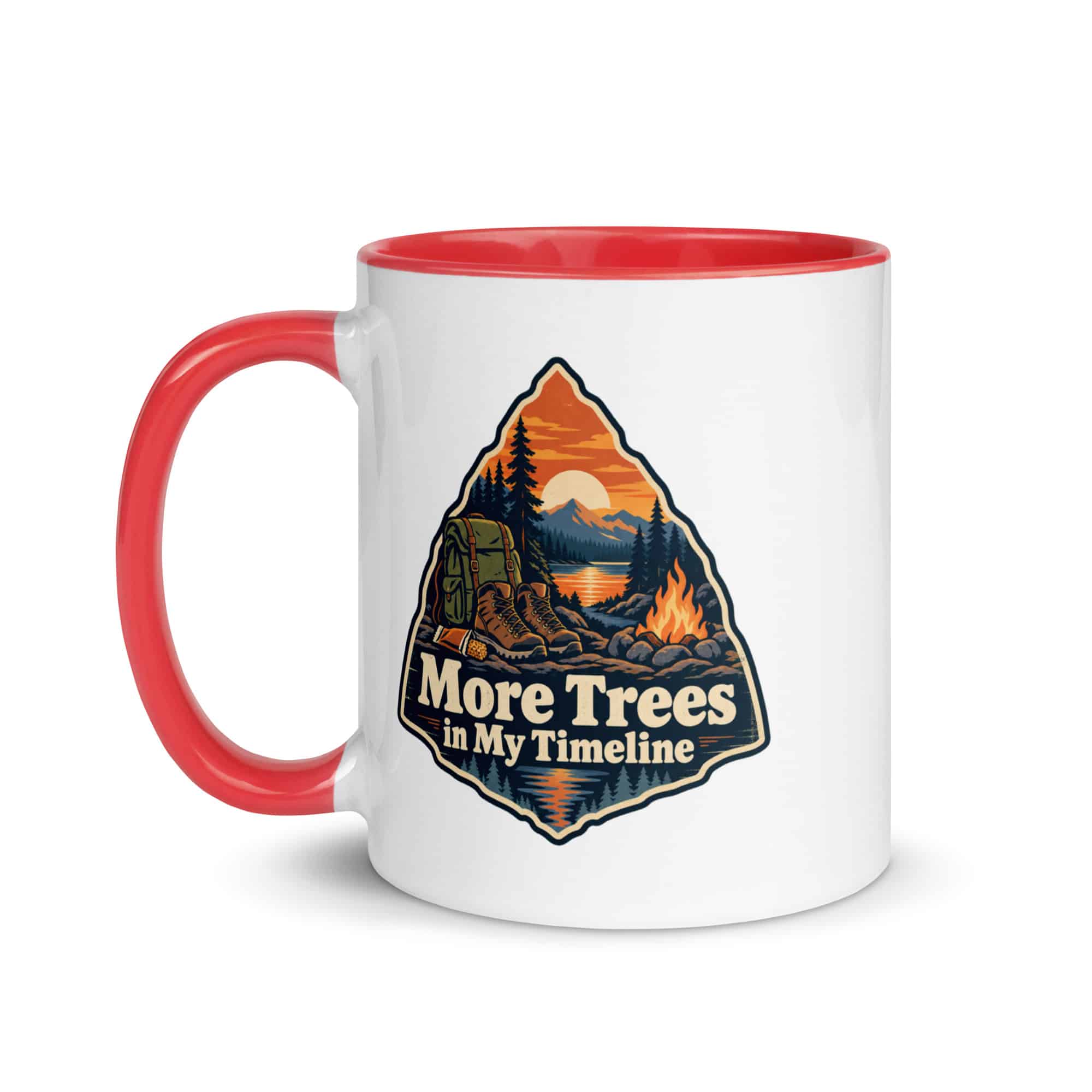 Nature and Adventure Color Inside Coffee Mug: More Trees in My Timeline, Scenic Shield Badge
