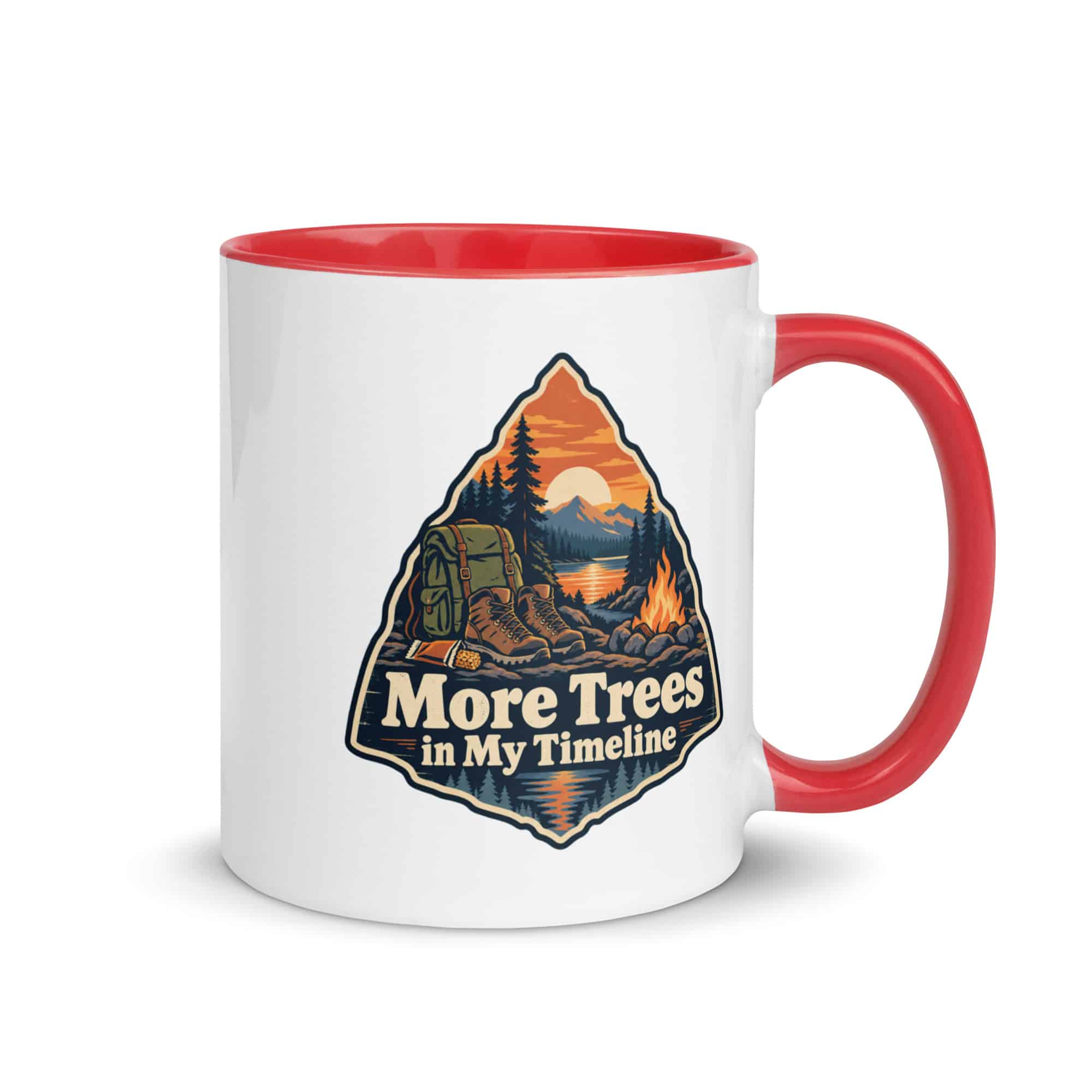 Nature and Adventure Color Inside Coffee Mug: More Trees in My Timeline, Scenic Shield Badge