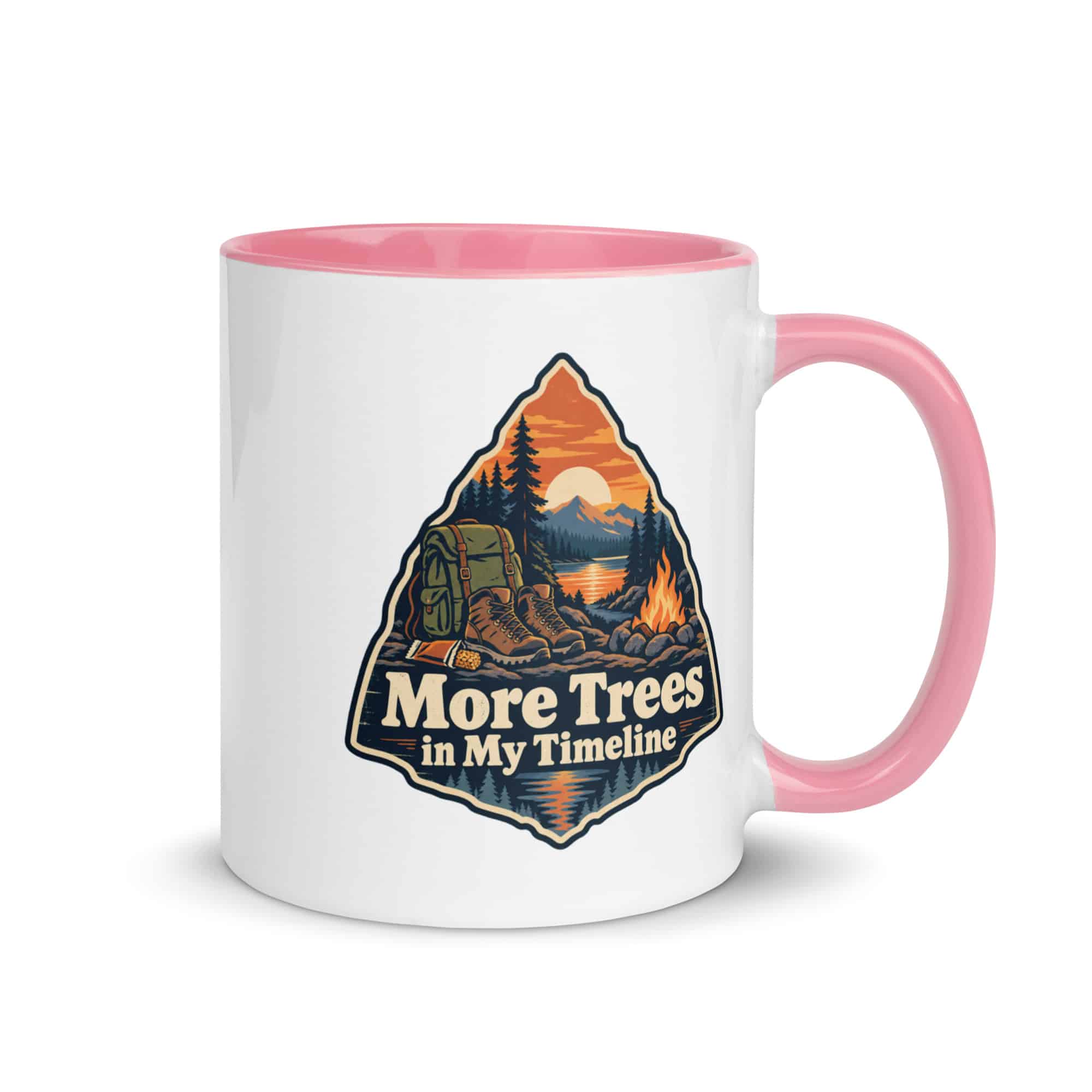 Nature and Adventure Color Inside Coffee Mug: More Trees in My Timeline, Scenic Shield Badge
