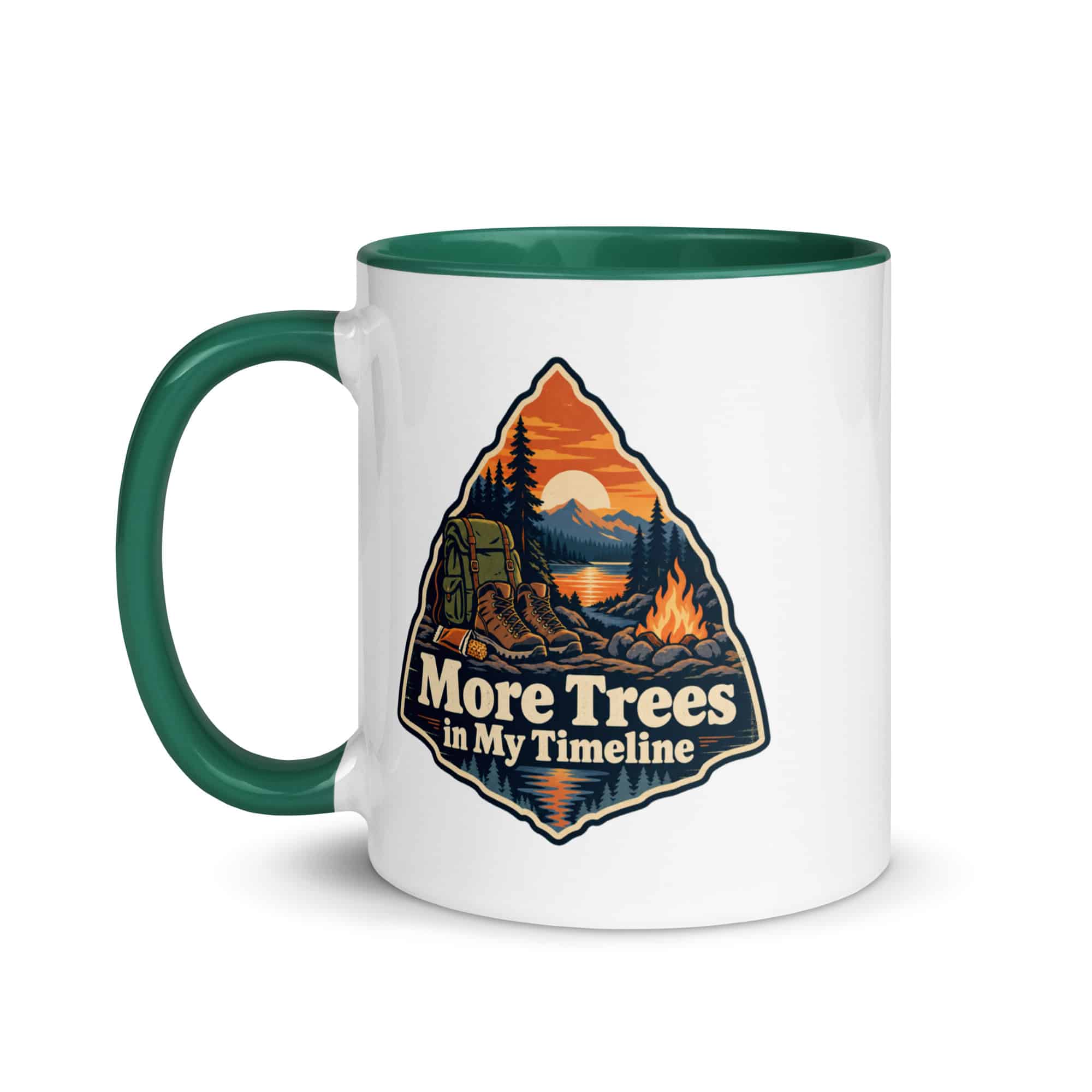 Nature and Adventure Color Inside Coffee Mug: More Trees in My Timeline, Scenic Shield Badge