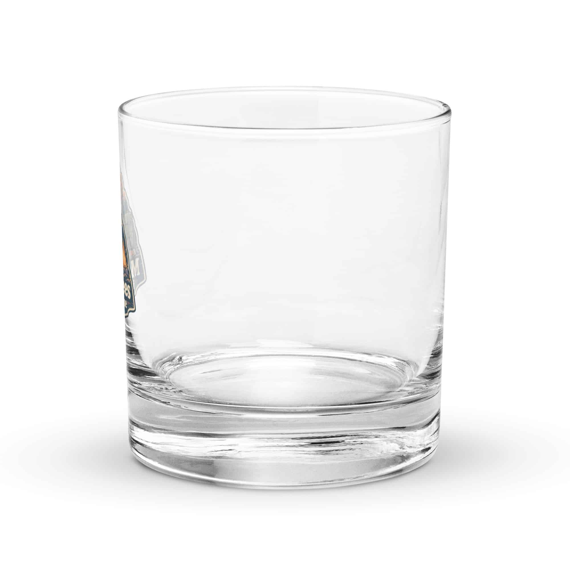 Nature and Adventure Rocks Glass: More Trees in My Timeline, Scenic Shield Badge