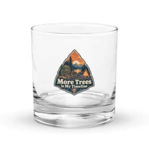 Nature and Adventure Rocks Glass: More Trees in My Timeline, Scenic Shield Badge - 10.5 oz - Main