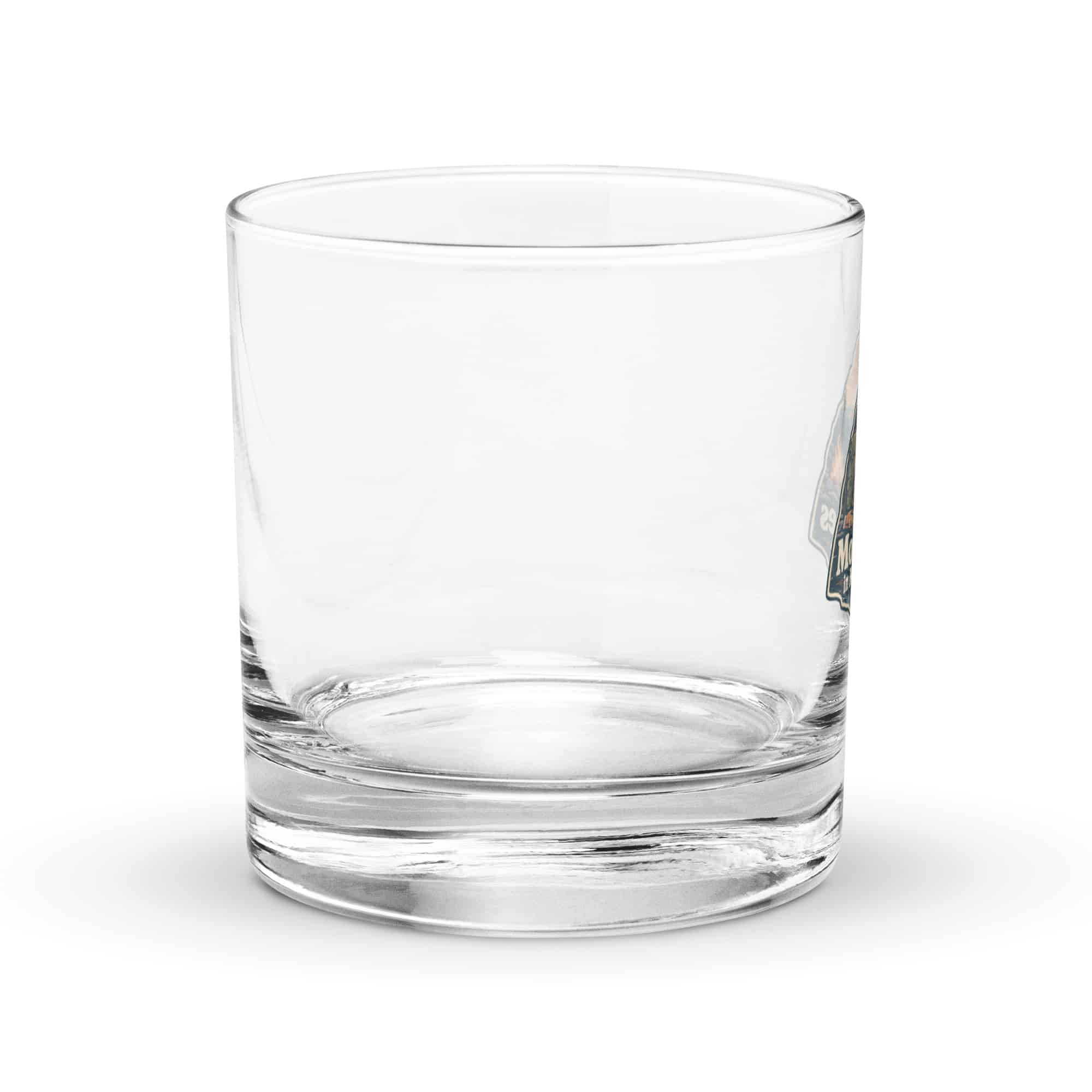 Nature and Adventure Rocks Glass: More Trees in My Timeline, Scenic Shield Badge