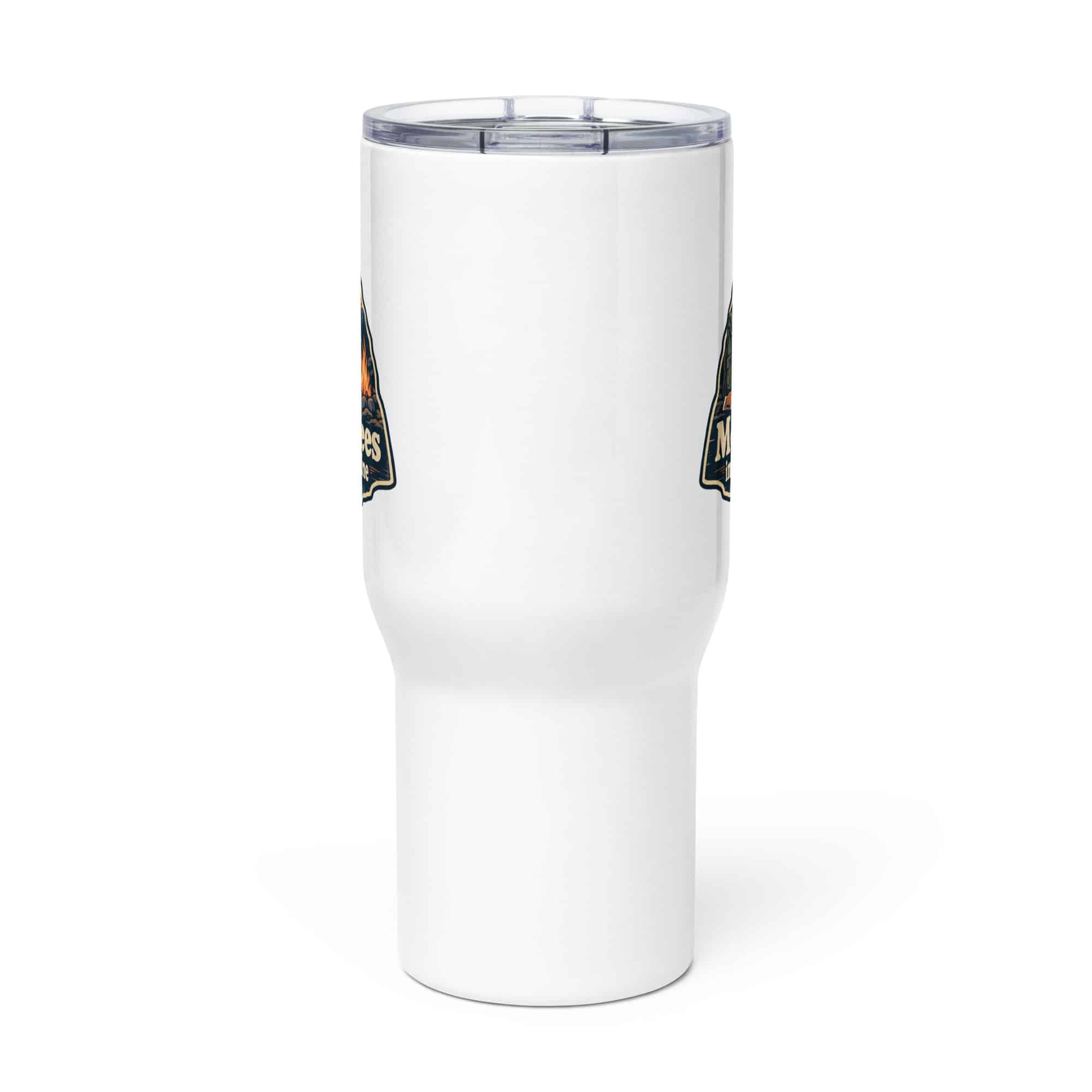 Nature and Adventure Travel Mug: More Trees in My Timeline, Scenic Shield Badge
