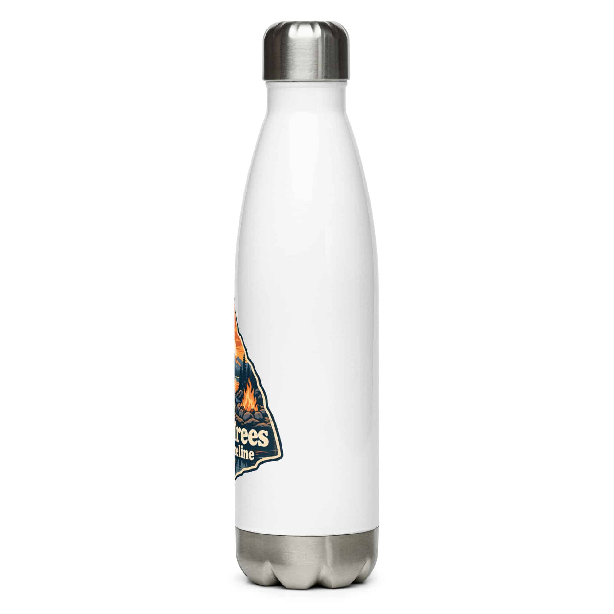 Nature and Adventure Stainless Steel Water Bottle: More Trees in My Timeline, Scenic Shield Badge