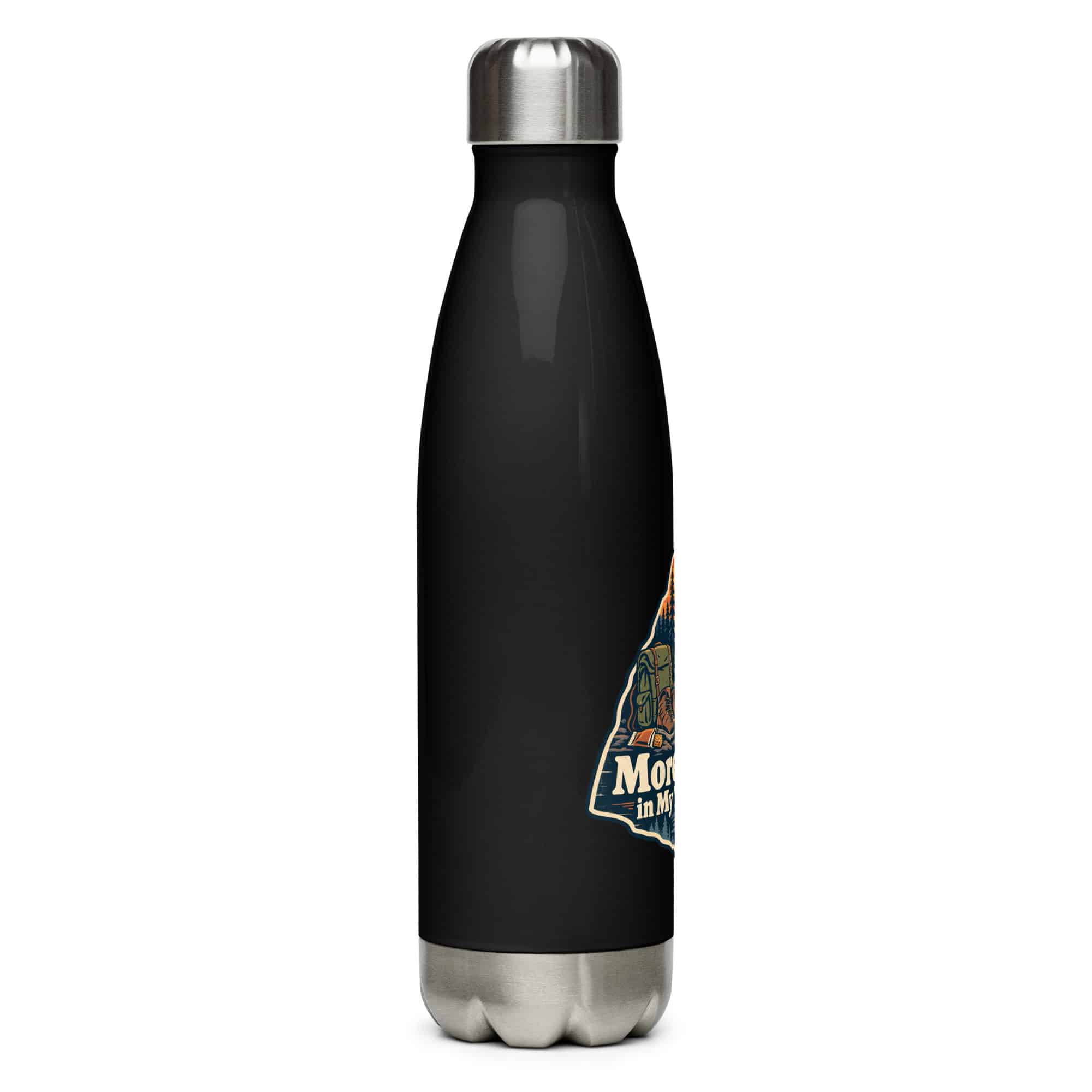 Nature and Adventure Stainless Steel Water Bottle: More Trees in My Timeline, Scenic Shield Badge