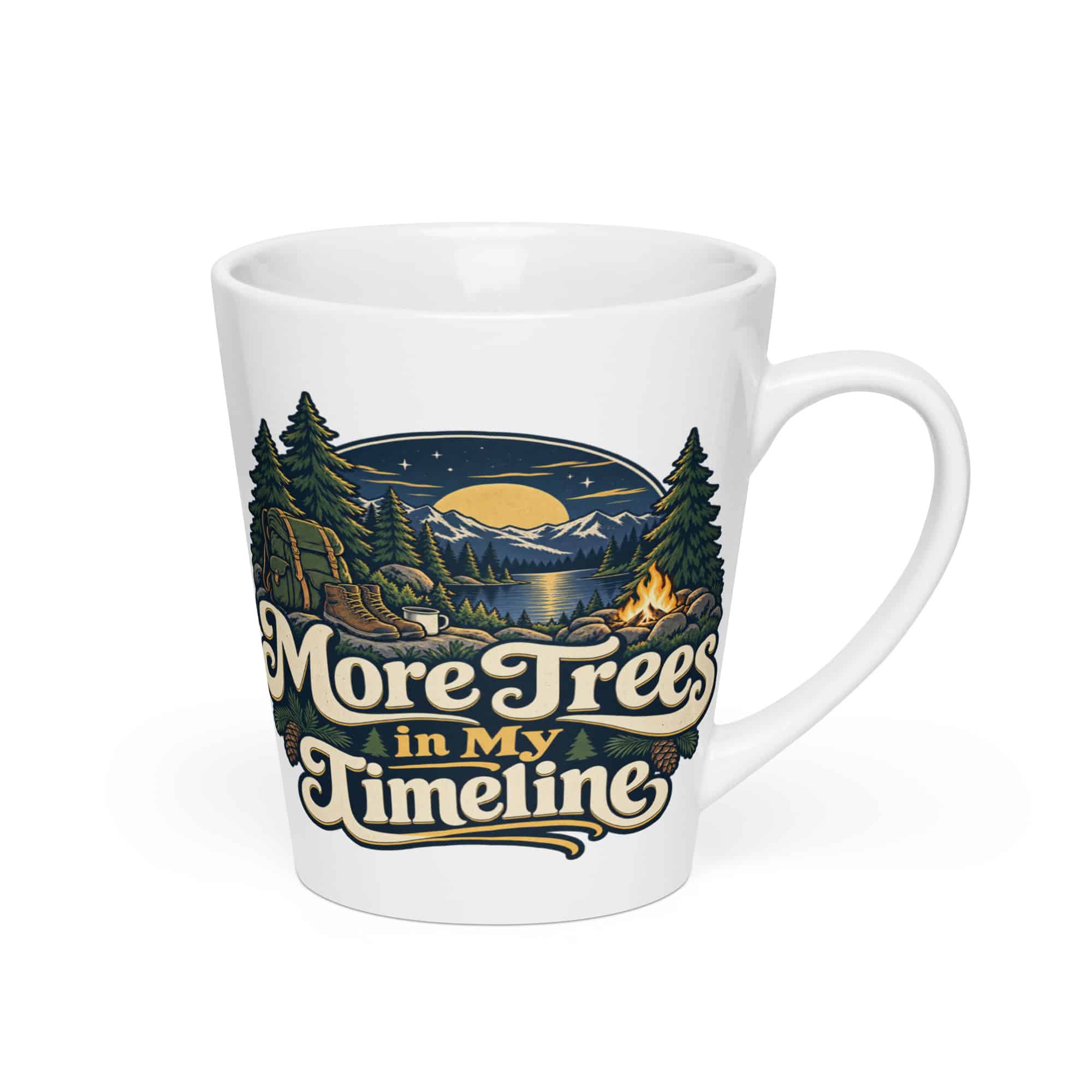 Nature and Adventure Latte Mug: More Trees in My Timeline, Woodland Scenic Lettering