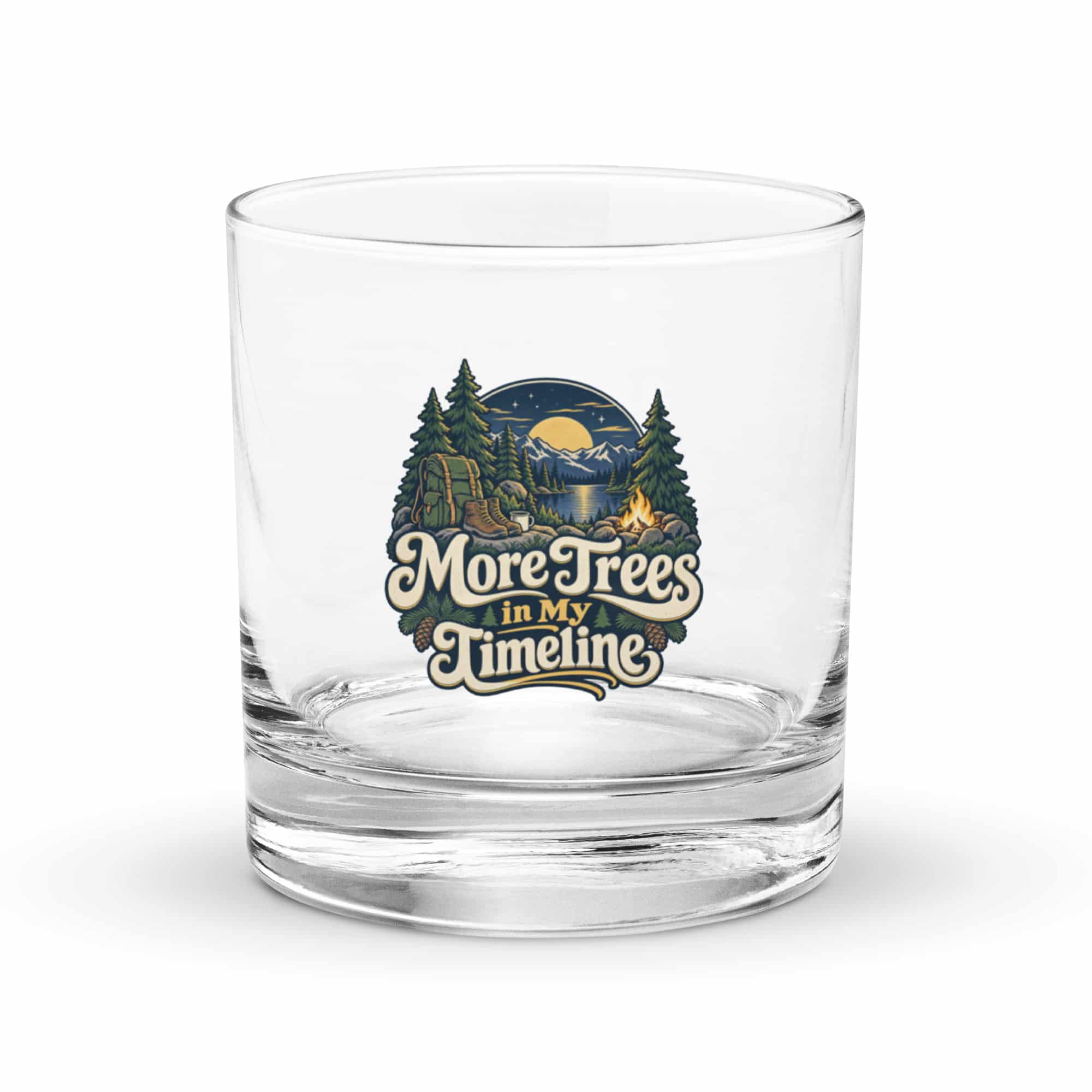 Nature and Adventure Rocks Glass: More Trees in My Timeline, Woodland Scenic Lettering