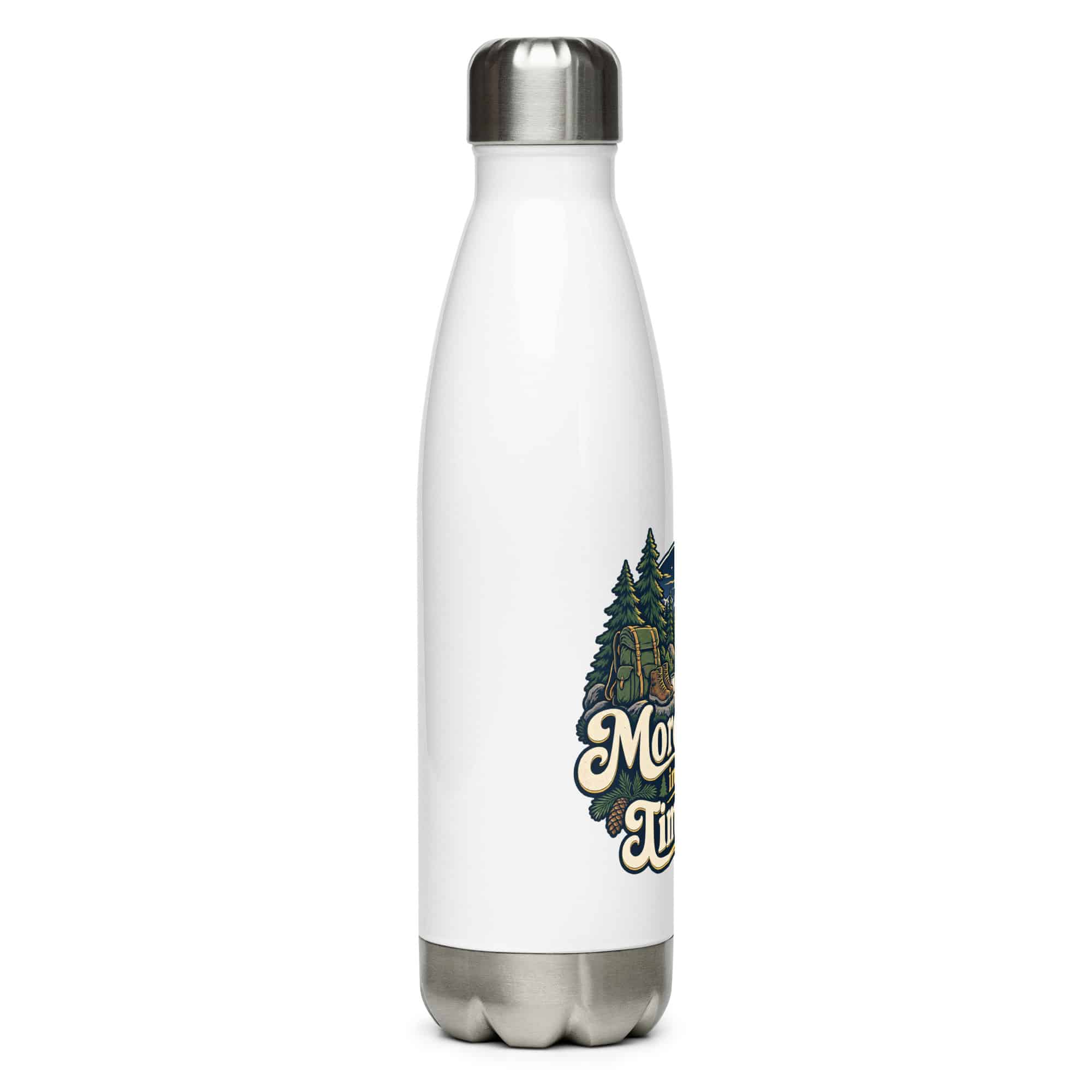 Nature and Adventure Stainless Steel Water Bottle: More Trees in My Timeline, Woodland Scenic Lettering