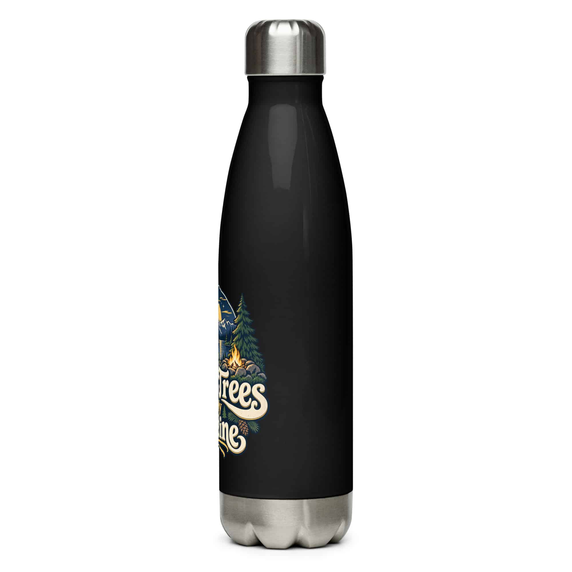 Nature and Adventure Stainless Steel Water Bottle: More Trees in My Timeline, Woodland Scenic Lettering