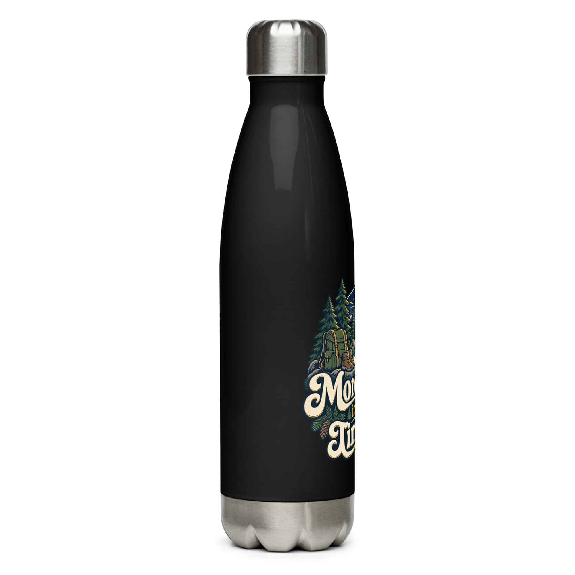 Nature and Adventure Stainless Steel Water Bottle: More Trees in My Timeline, Woodland Scenic Lettering