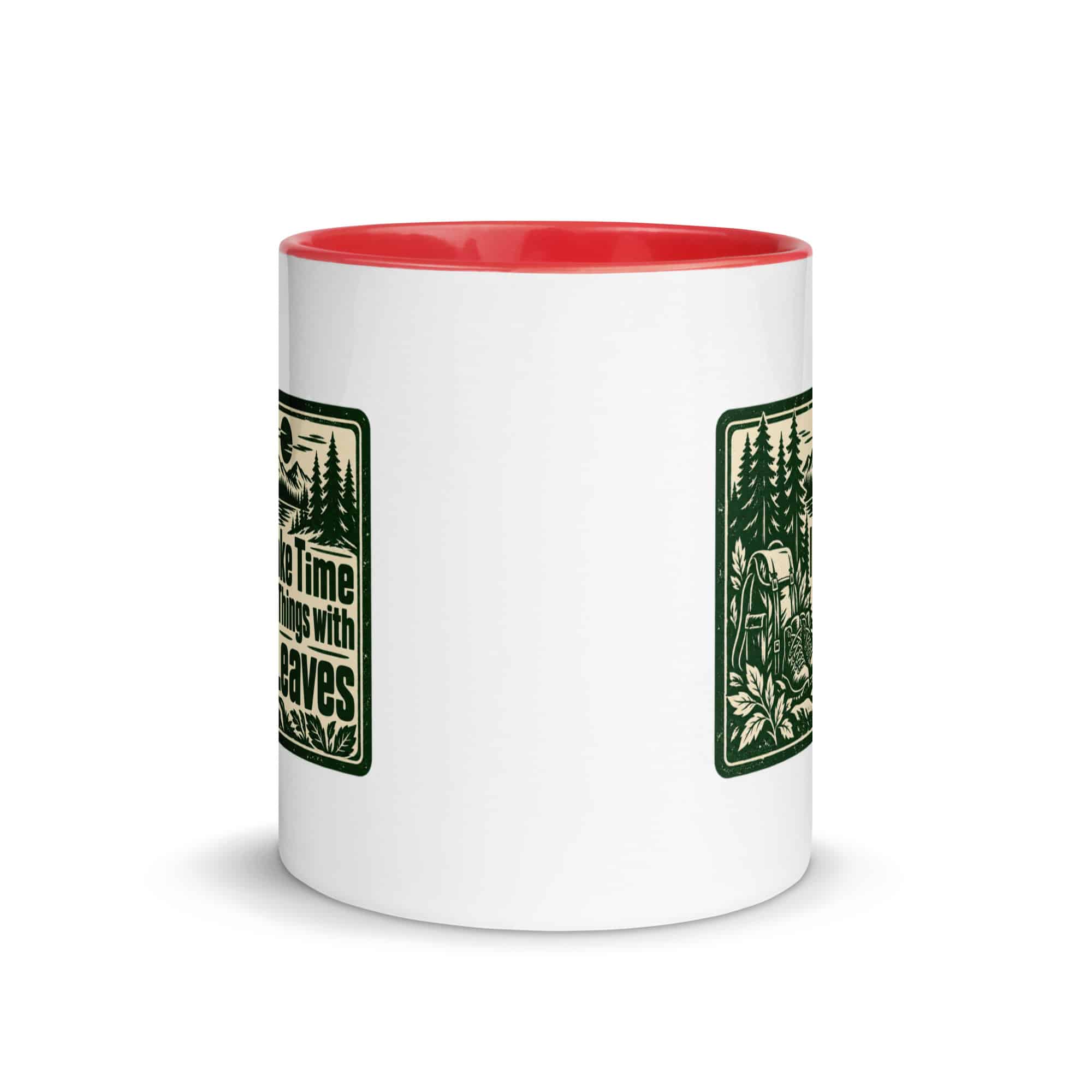Nature and Adventure Color Inside Coffee Mug: I Make Time for Things with Leaves, Forest Ink Stamp