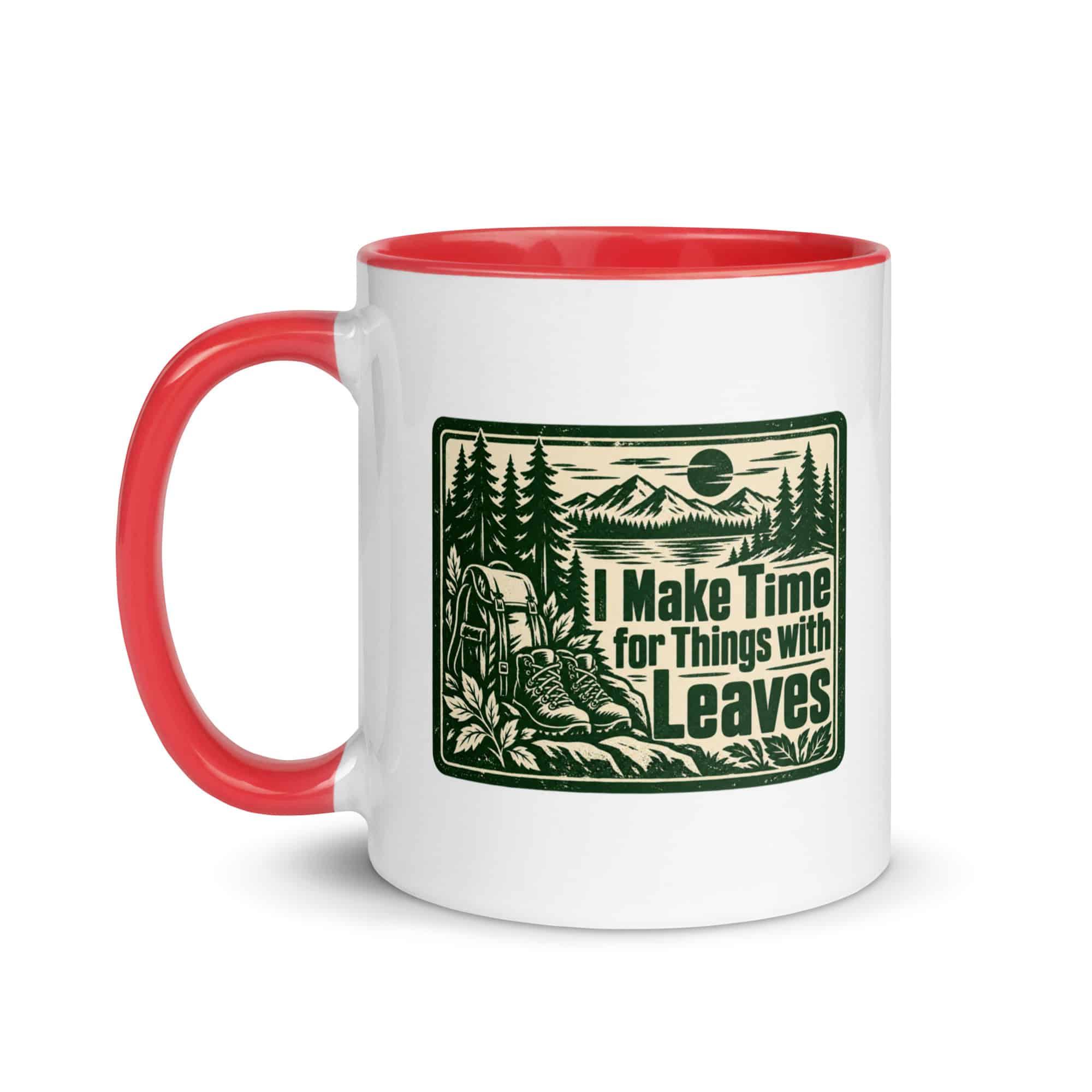 Nature and Adventure Color Inside Coffee Mug: I Make Time for Things with Leaves, Forest Ink Stamp