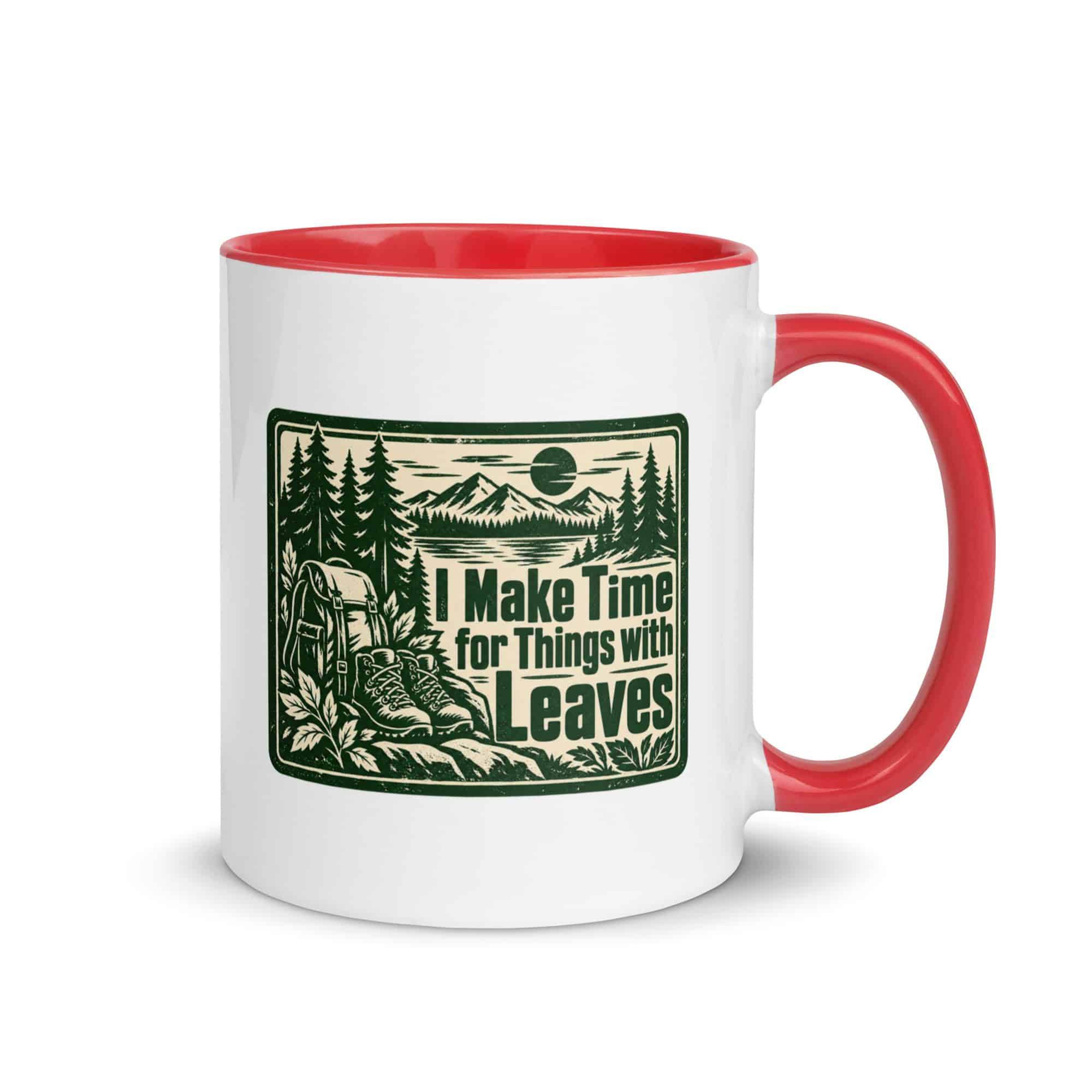 Nature and Adventure Color Inside Coffee Mug: I Make Time for Things with Leaves, Forest Ink Stamp