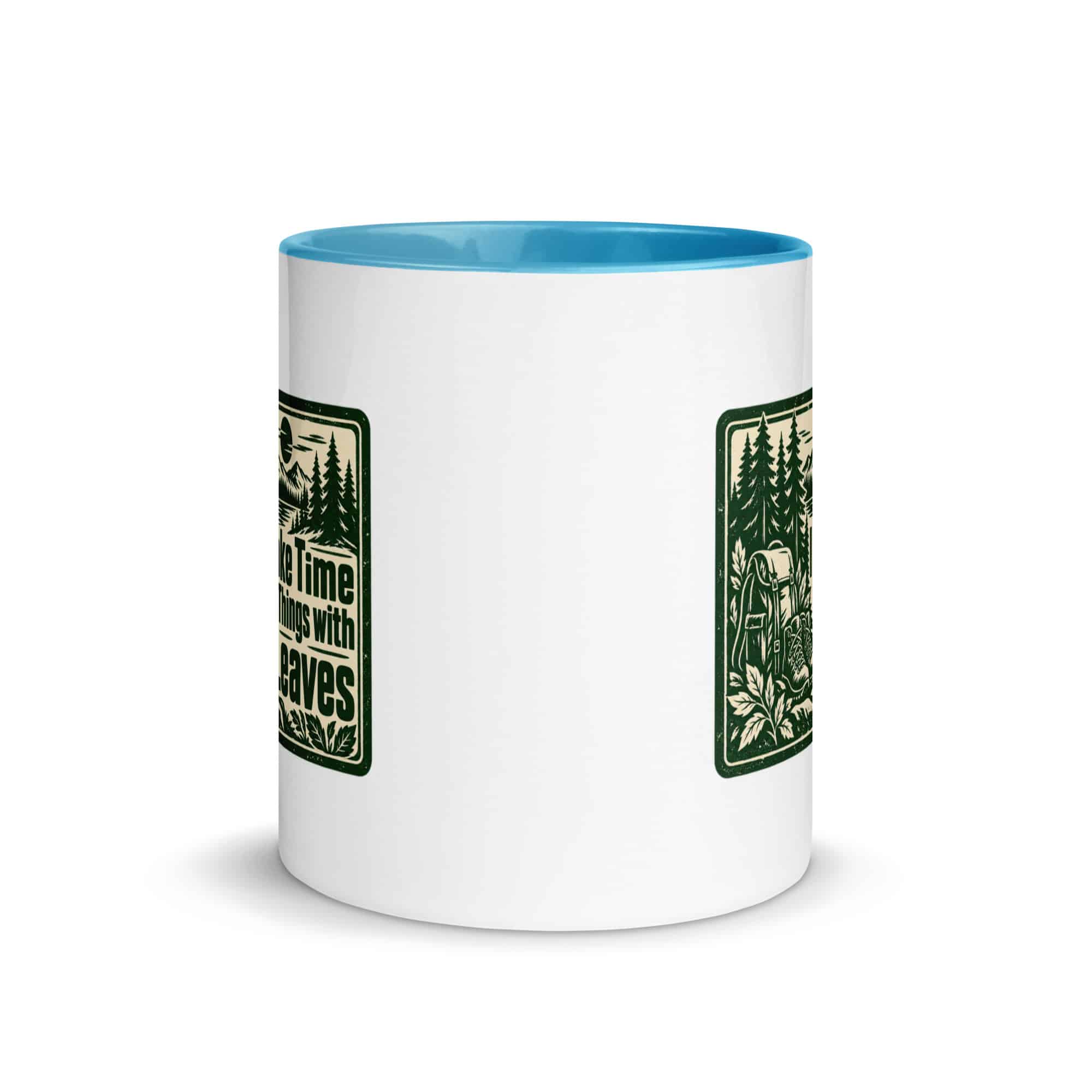 Nature and Adventure Color Inside Coffee Mug: I Make Time for Things with Leaves, Forest Ink Stamp