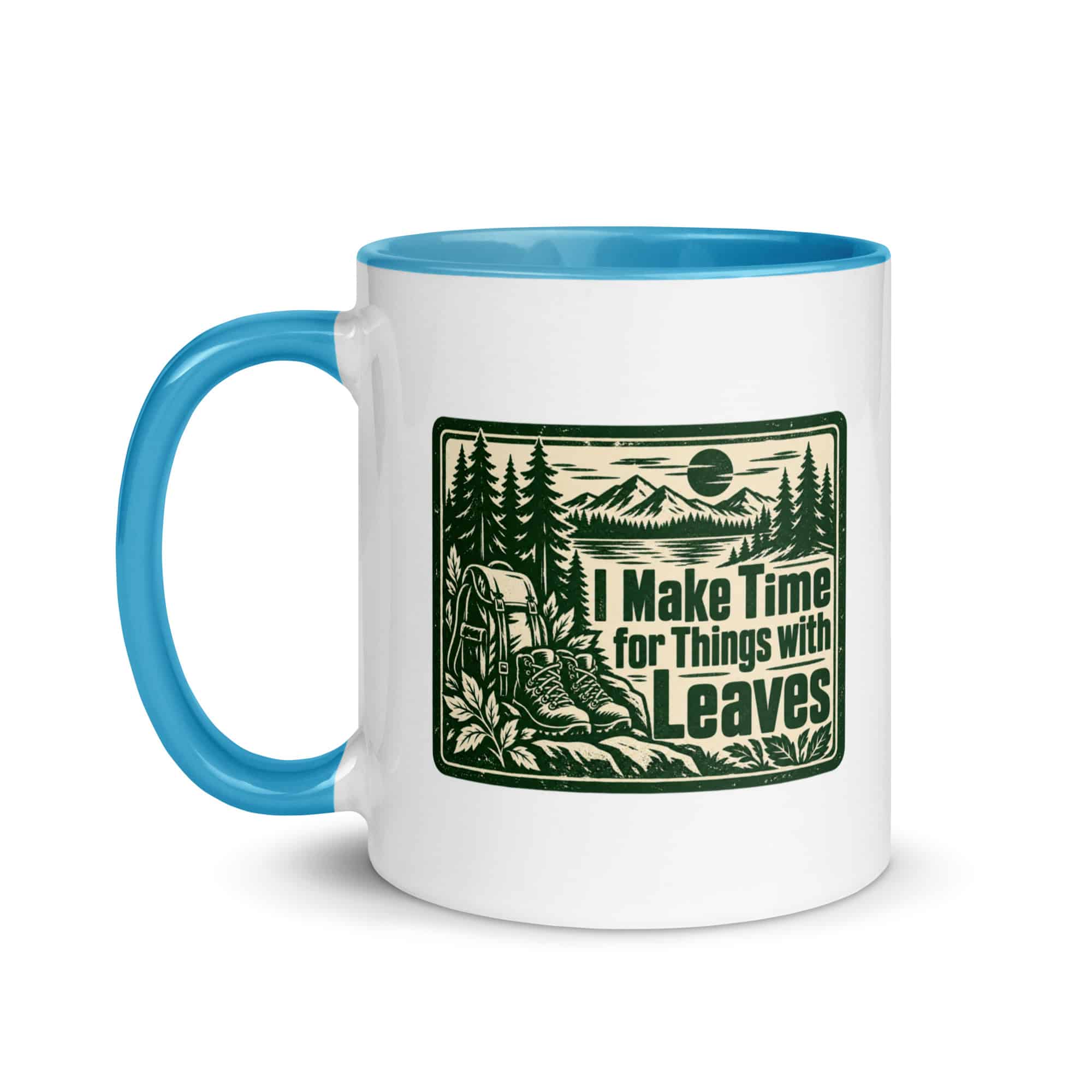 Nature and Adventure Color Inside Coffee Mug: I Make Time for Things with Leaves, Forest Ink Stamp