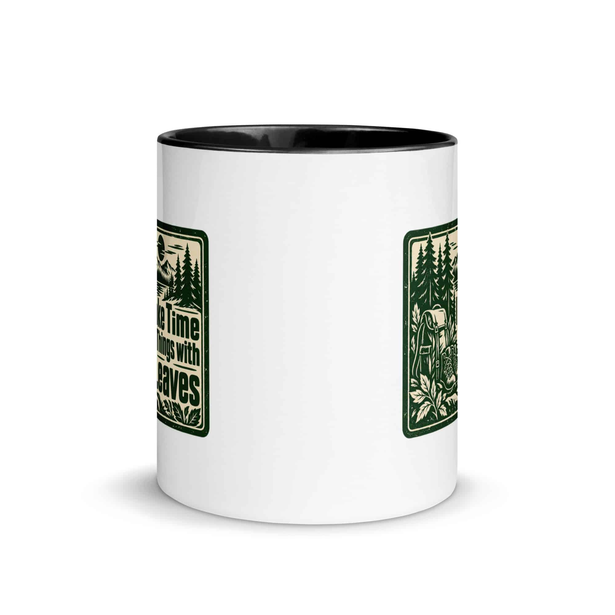 Nature and Adventure Color Inside Coffee Mug: I Make Time for Things with Leaves, Forest Ink Stamp