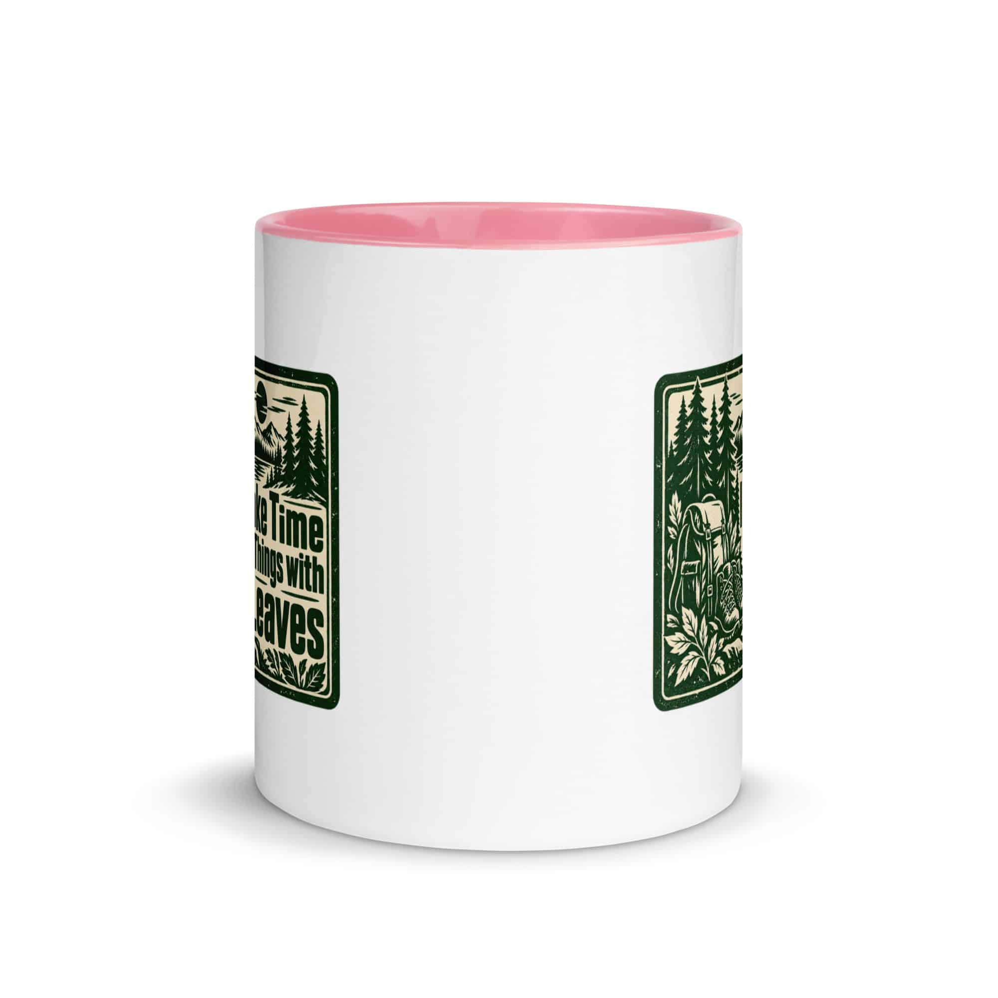 Nature and Adventure Color Inside Coffee Mug: I Make Time for Things with Leaves, Forest Ink Stamp