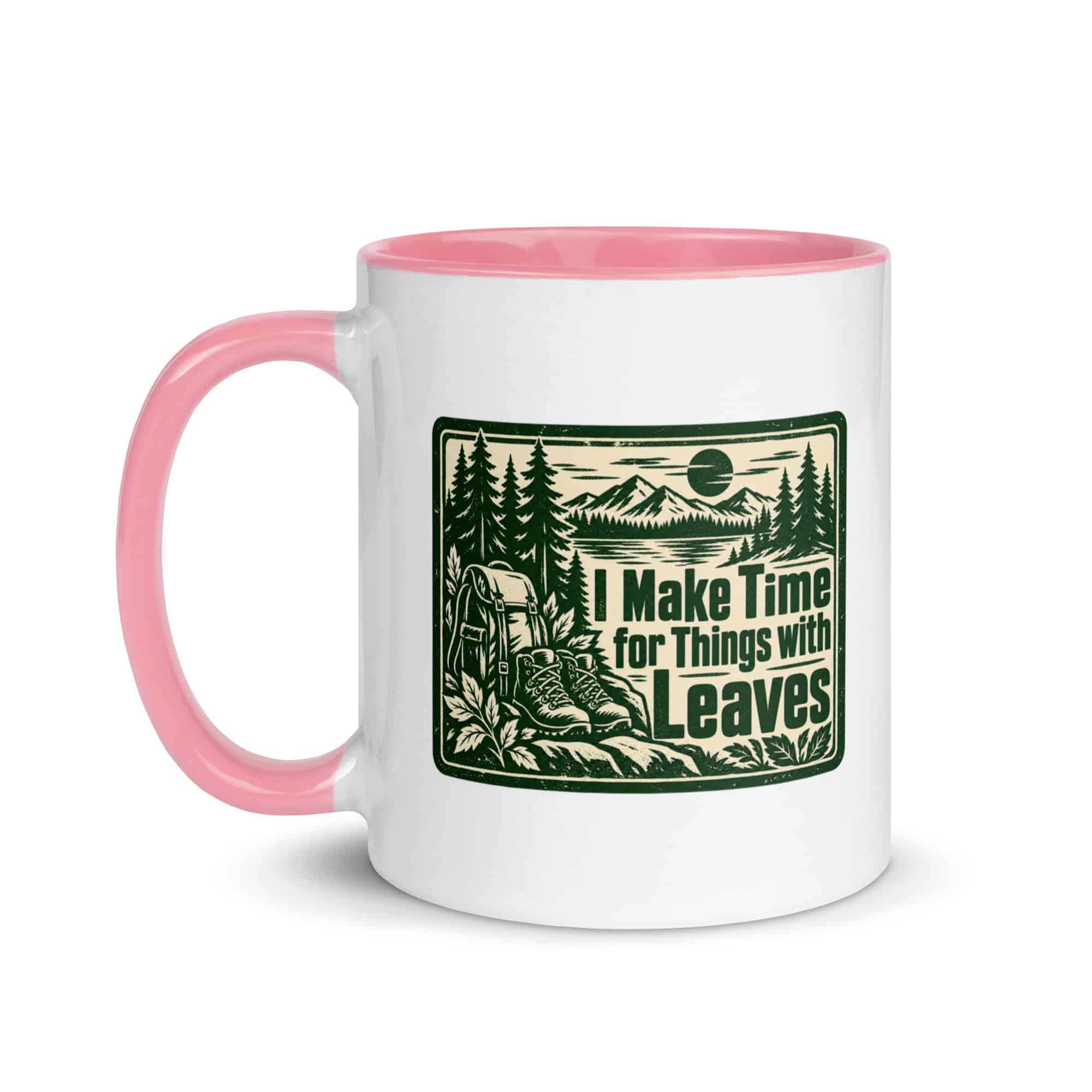Nature and Adventure Color Inside Coffee Mug: I Make Time for Things with Leaves, Forest Ink Stamp