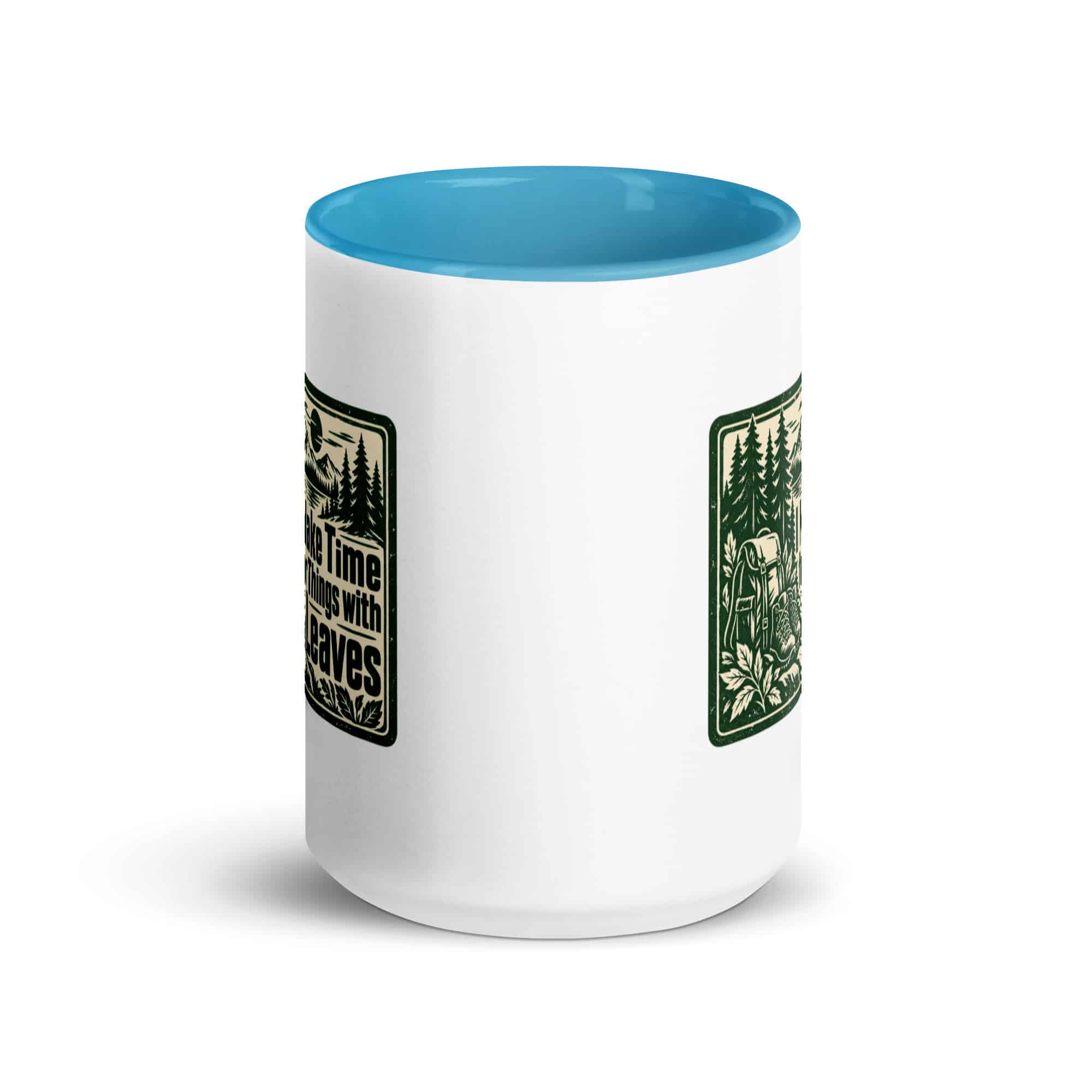 Nature and Adventure Color Inside Coffee Mug: I Make Time for Things with Leaves, Forest Ink Stamp