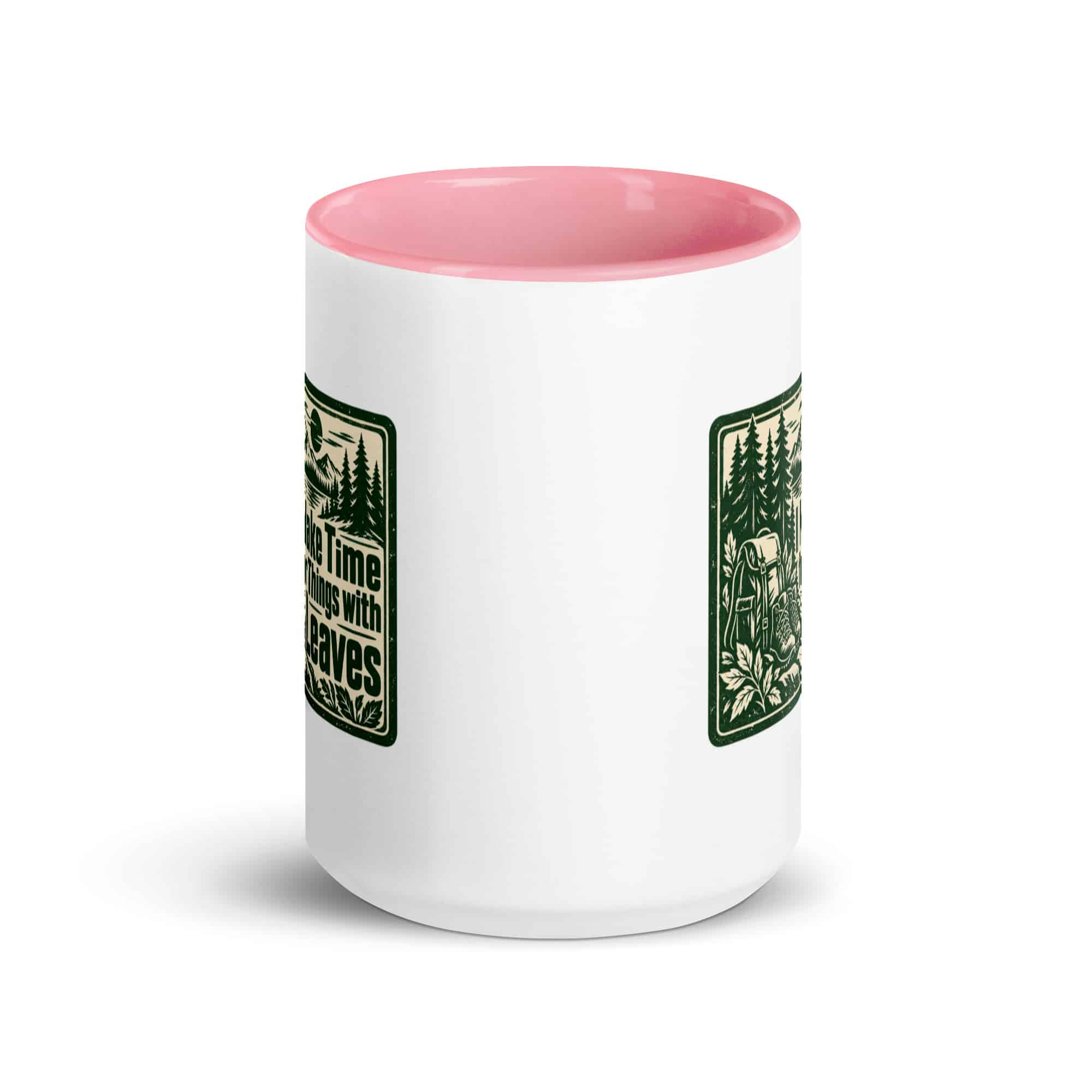 Nature and Adventure Color Inside Coffee Mug: I Make Time for Things with Leaves, Forest Ink Stamp