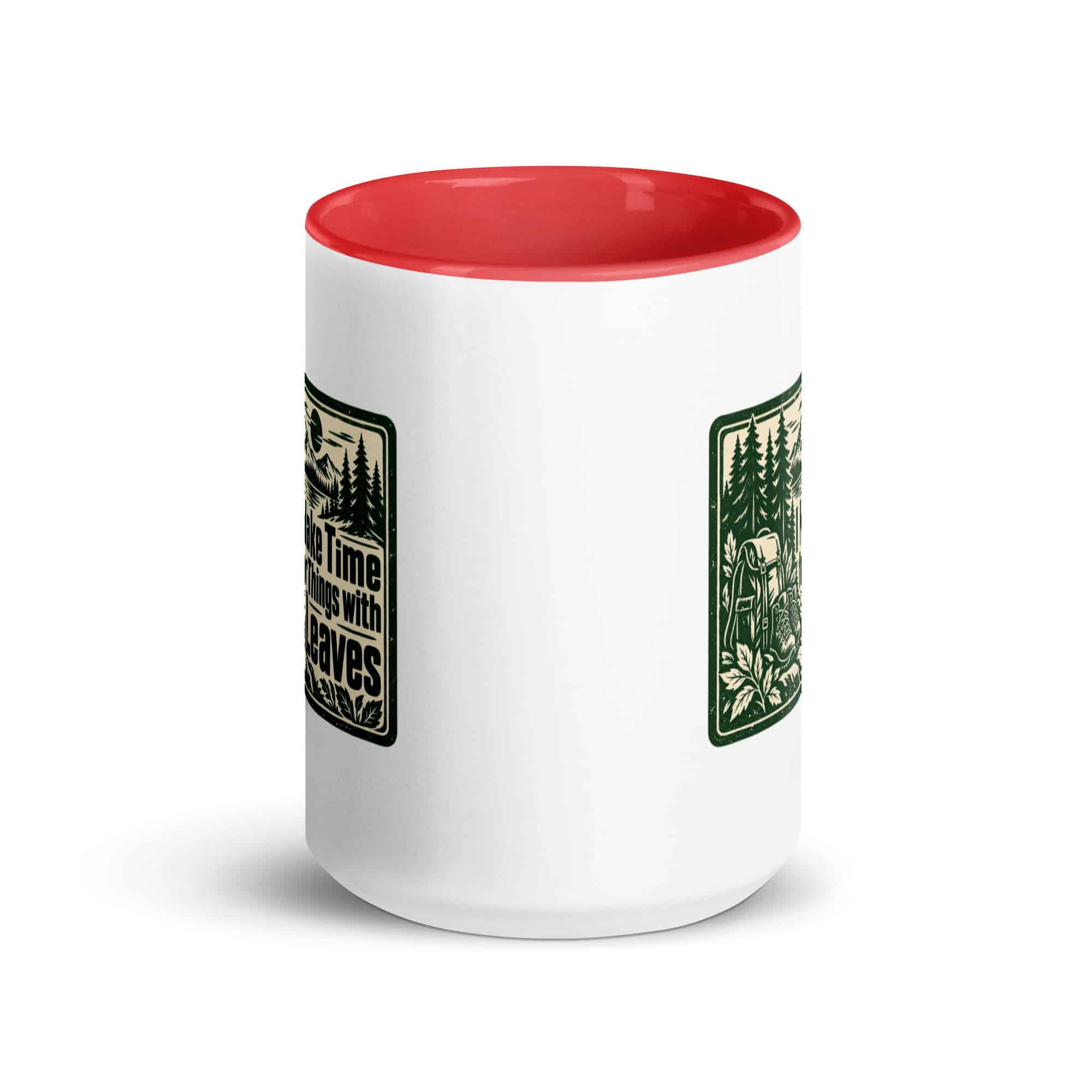 Nature and Adventure Color Inside Coffee Mug: I Make Time for Things with Leaves, Forest Ink Stamp