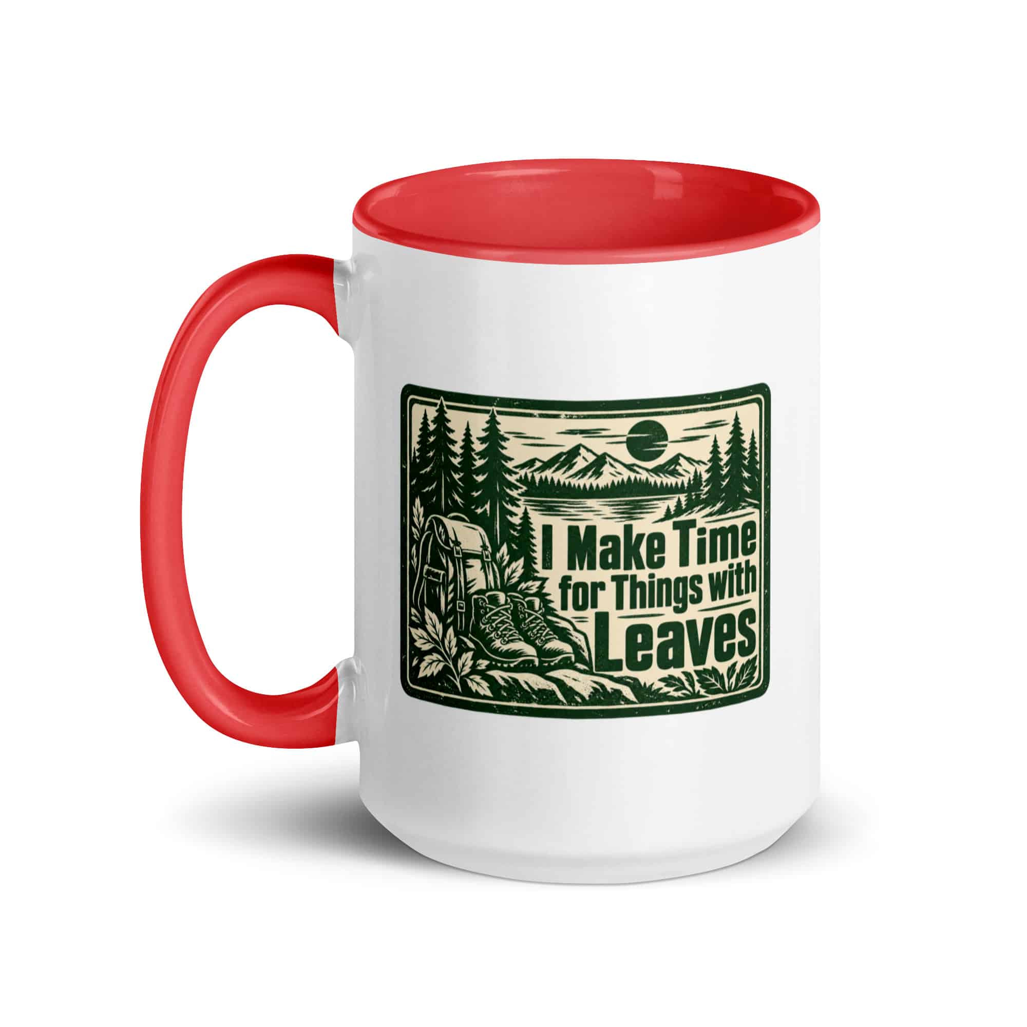 Nature and Adventure Color Inside Coffee Mug: I Make Time for Things with Leaves, Forest Ink Stamp