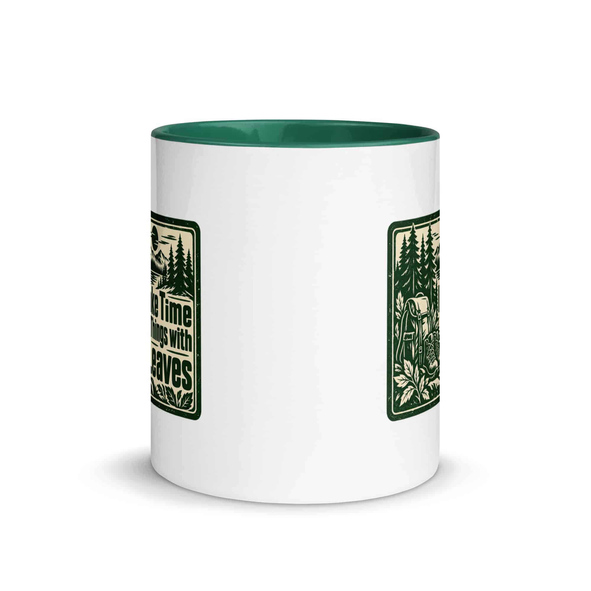 Nature and Adventure Color Inside Coffee Mug: I Make Time for Things with Leaves, Forest Ink Stamp