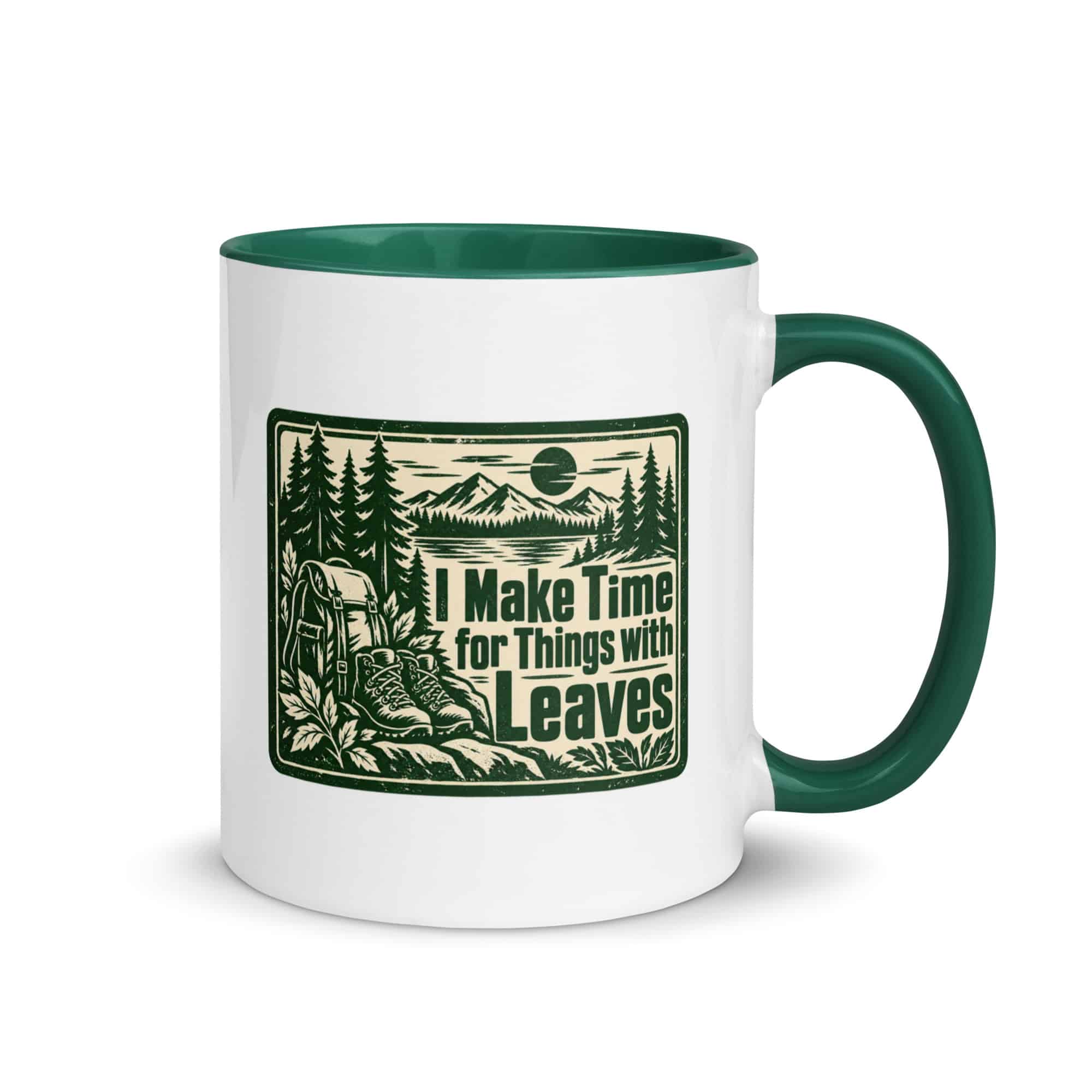 Nature and Adventure Color Inside Coffee Mug: I Make Time for Things with Leaves, Forest Ink Stamp