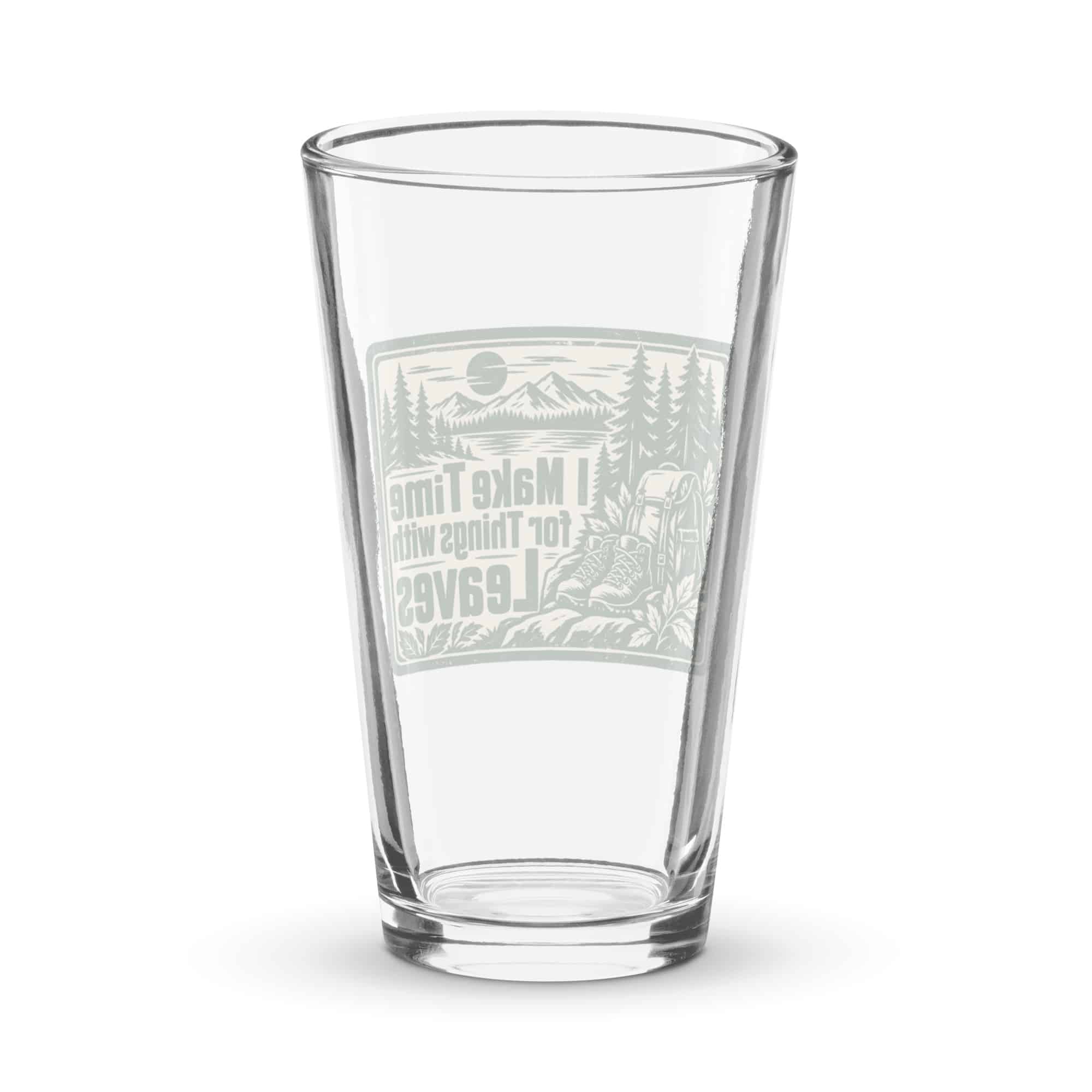 Nature and Adventure Pint Glass: I Make Time for Things with Leaves, Forest Ink Stamp