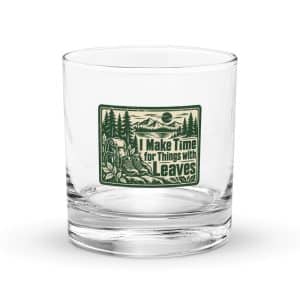 Nature and Adventure Rocks Glass: I Make Time for Things with Leaves, Forest Ink Stamp - 10.5 oz - Main