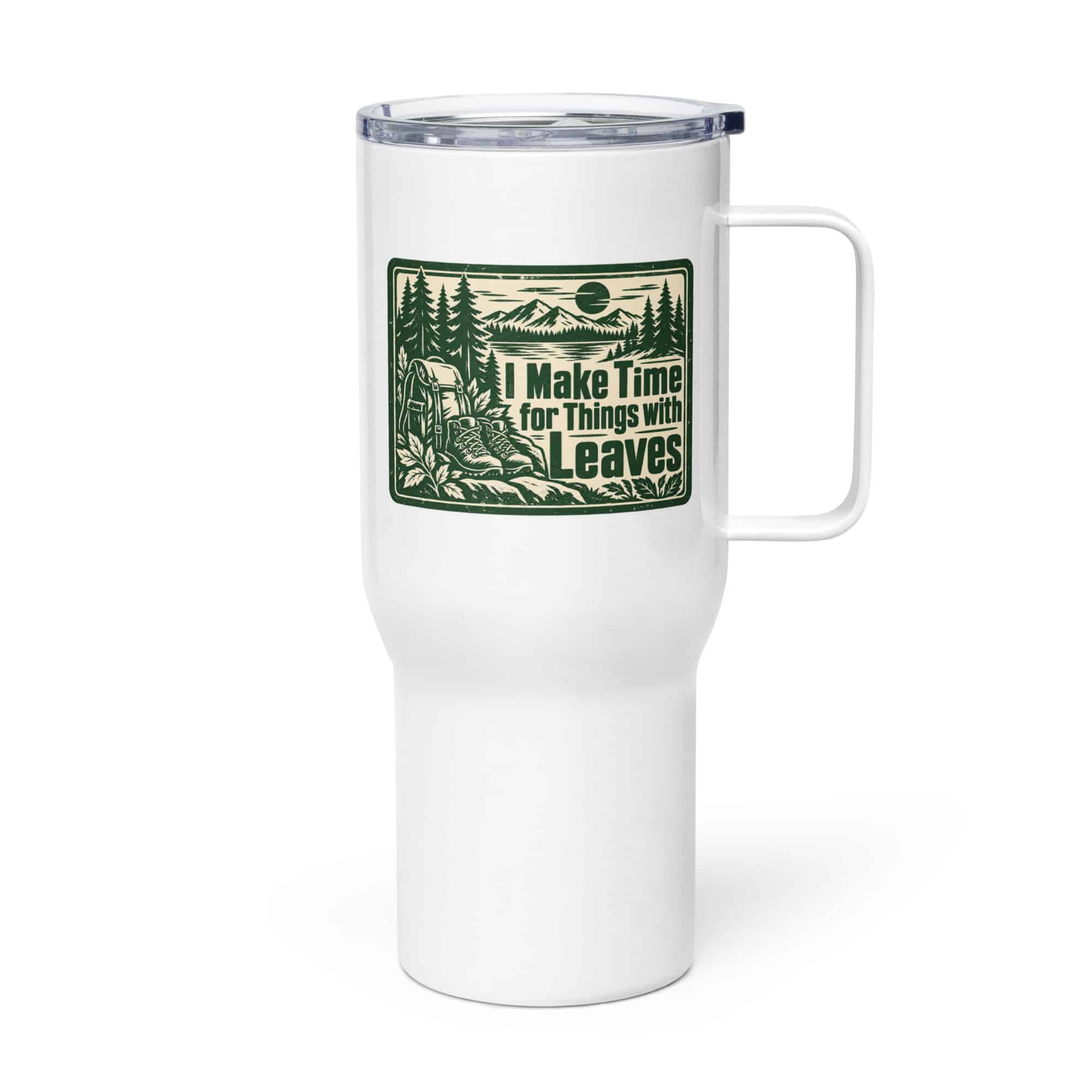 Nature and Adventure Travel Mug: I Make Time for Things with Leaves, Forest Ink Stamp