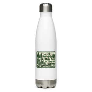 Nature and Adventure Stainless Steel Water Bottle: I Make Time for Things with Leaves, Forest Ink Stamp - 17 oz - Main