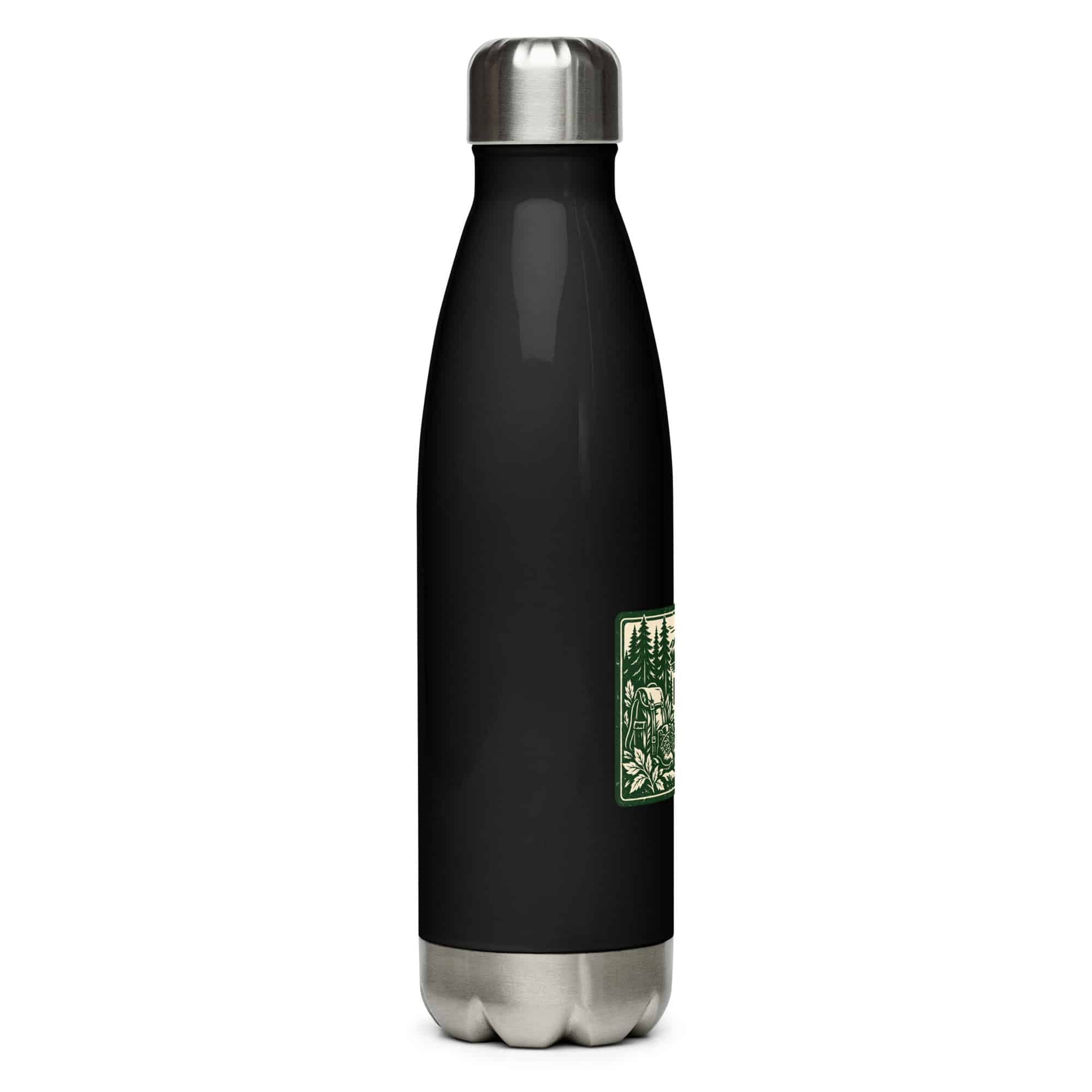 Nature and Adventure Stainless Steel Water Bottle: I Make Time for Things with Leaves, Forest Ink Stamp