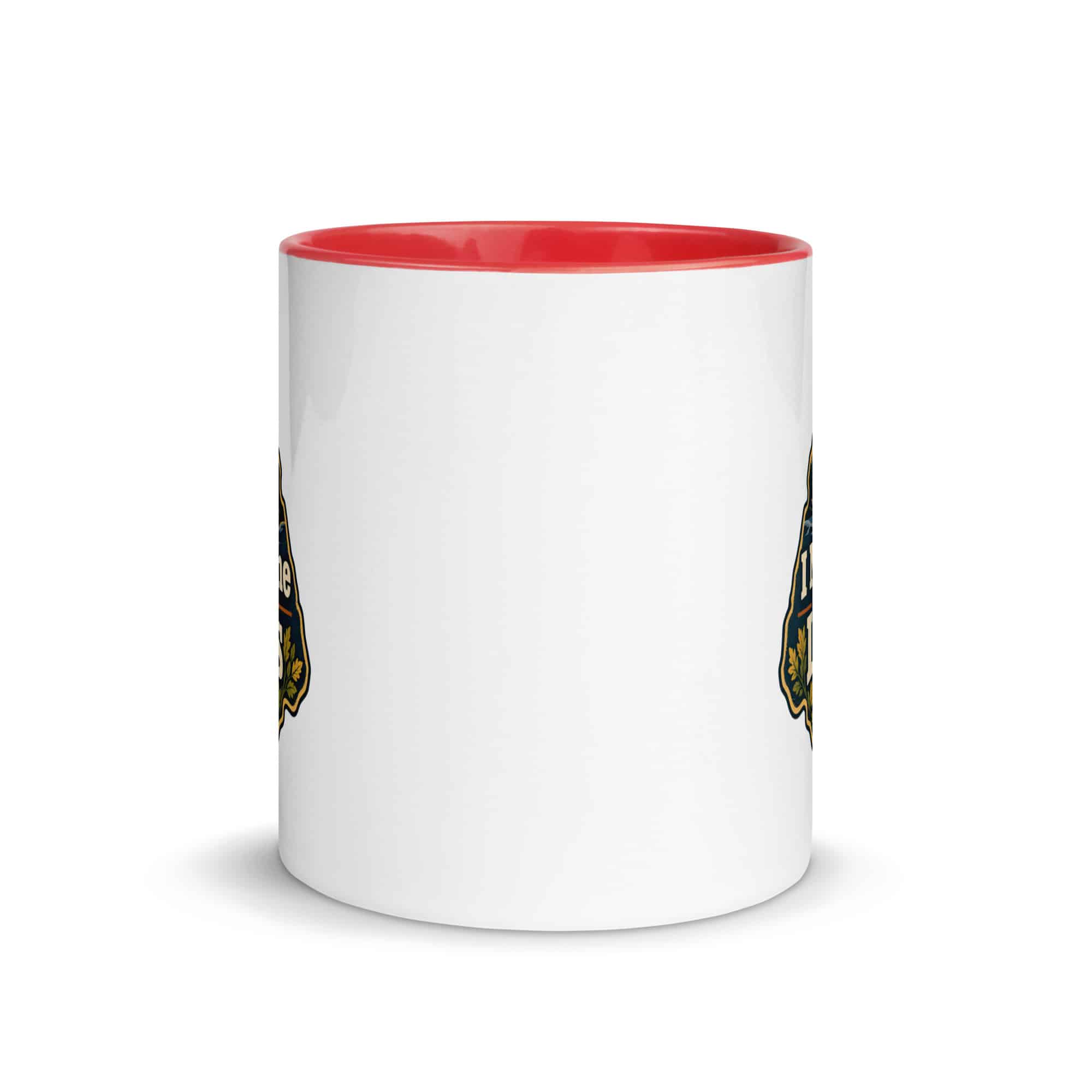 Nature and Adventure Color Inside Coffee Mug: I Make Time for Things with Leaves, Scenic Shield Badge