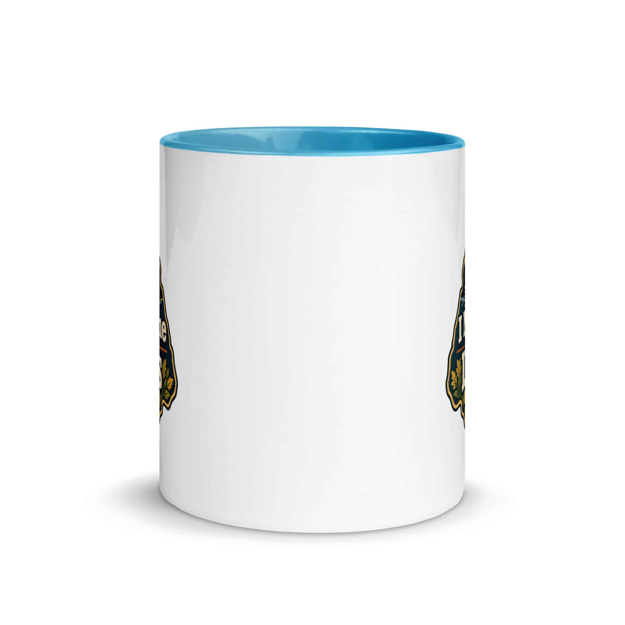 Nature and Adventure Color Inside Coffee Mug: I Make Time for Things with Leaves, Scenic Shield Badge