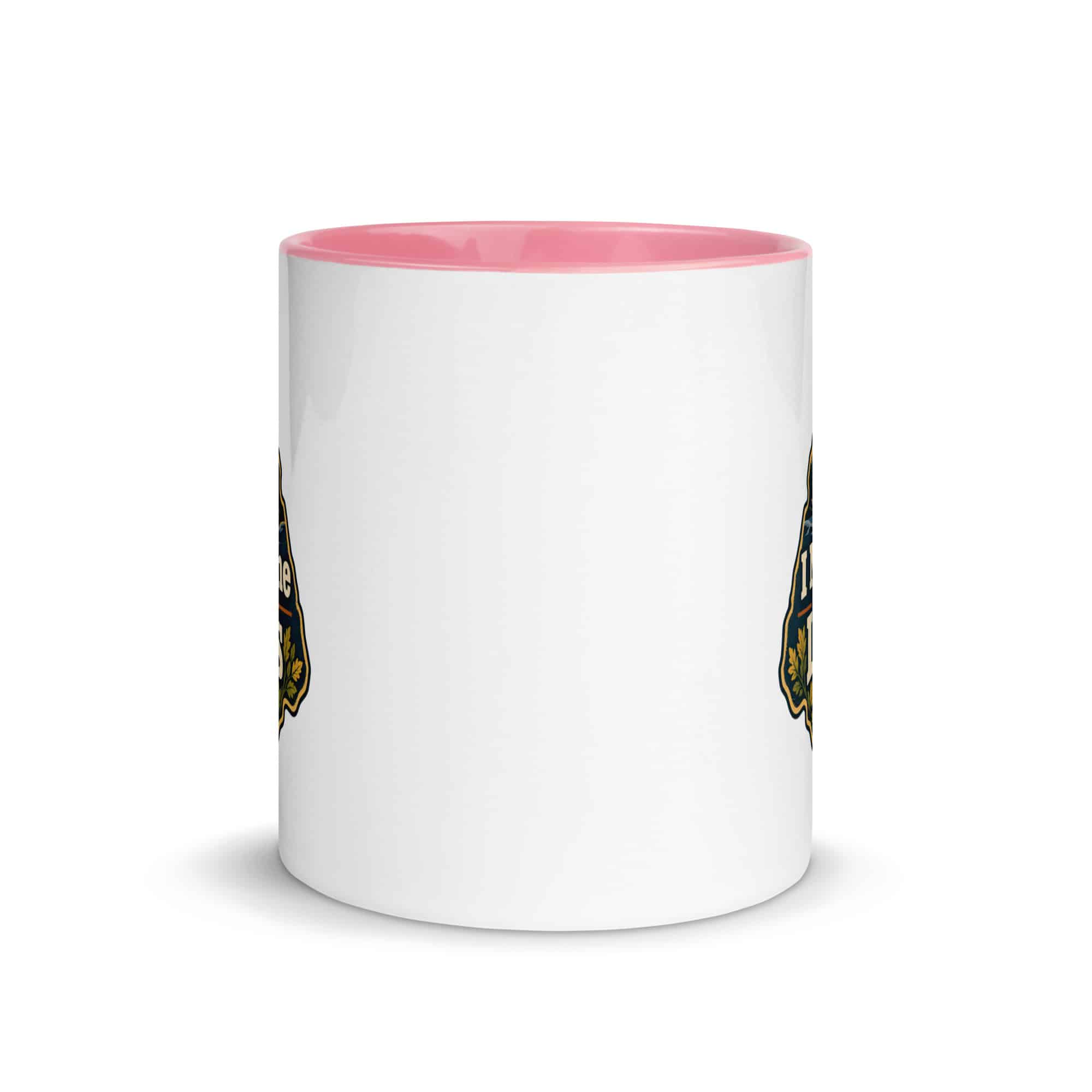 Nature and Adventure Color Inside Coffee Mug: I Make Time for Things with Leaves, Scenic Shield Badge