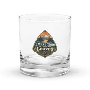 Nature and Adventure Rocks Glass: I Make Time for Things with Leaves, Scenic Shield Badge - 10.5 oz - Main