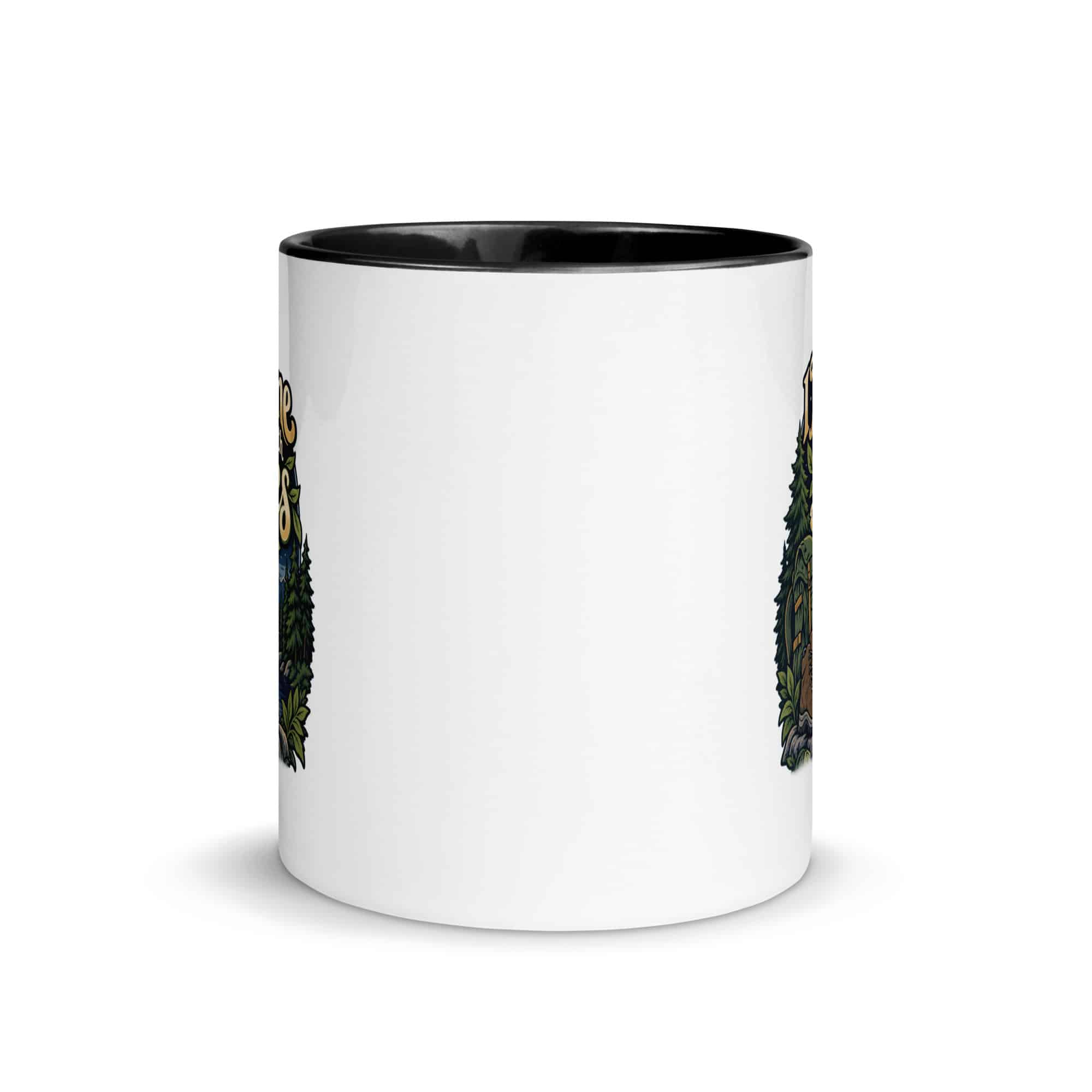 Nature and Adventure Color Inside Coffee Mug: I Make Time for Things with Leaves, Woodland Scenic Lettering