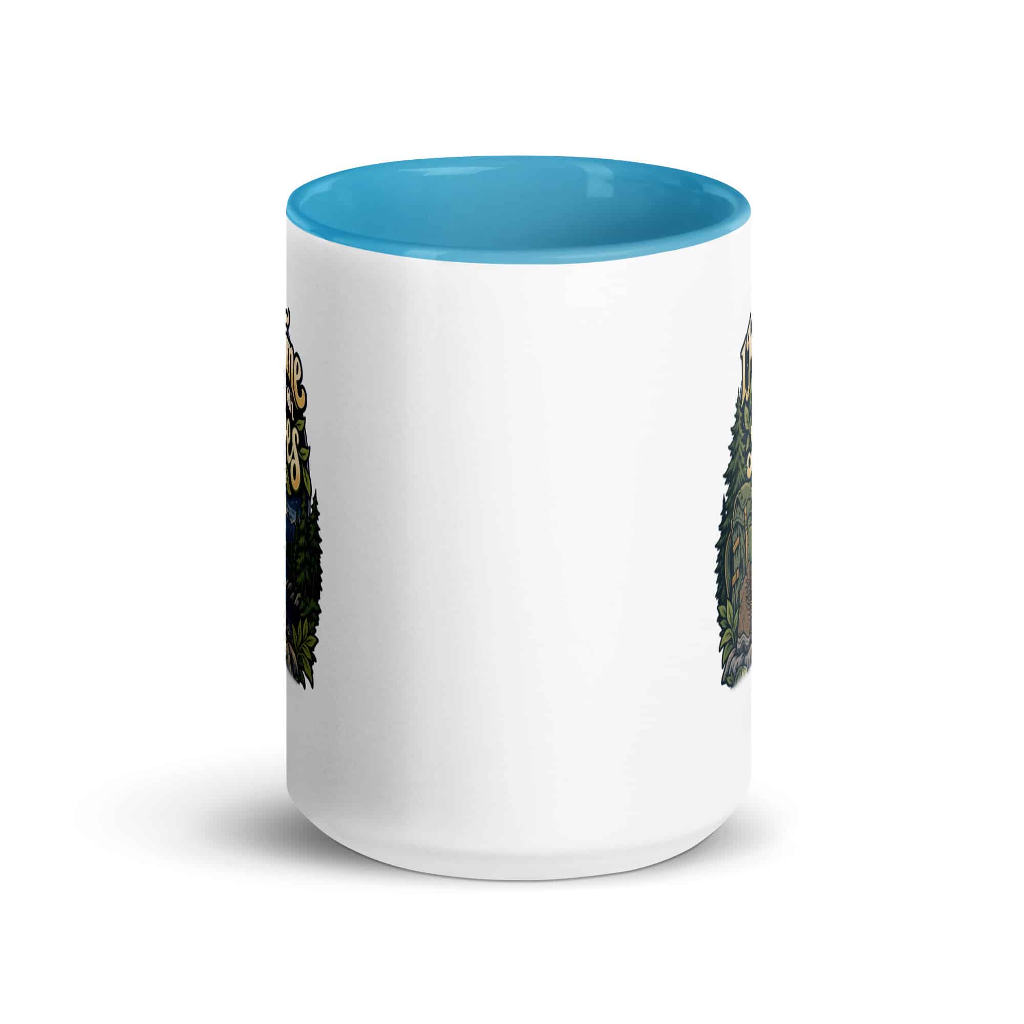 Nature and Adventure Color Inside Coffee Mug: I Make Time for Things with Leaves, Woodland Scenic Lettering