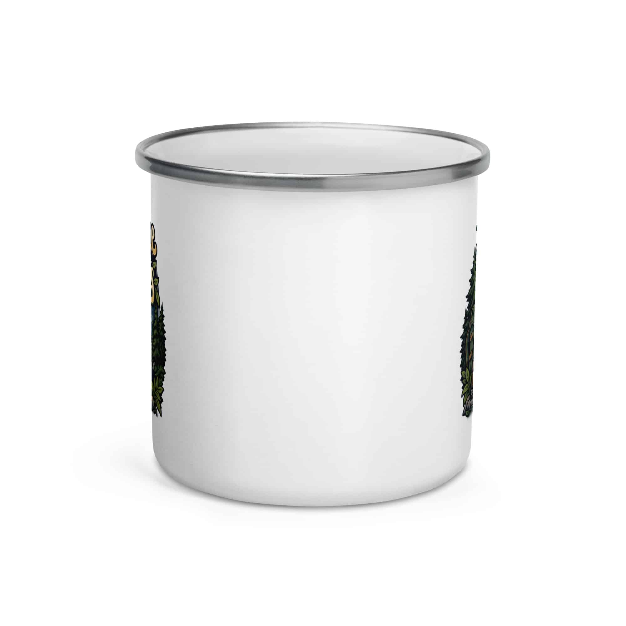 Nature and Adventure Enamel Camp Mug: I Make Time for Things with Leaves, Woodland Scenic Lettering