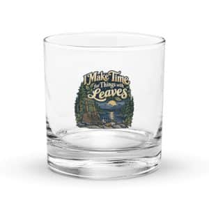 Nature and Adventure Rocks Glass: I Make Time for Things with Leaves, Woodland Scenic Lettering - 10.5 oz - Main