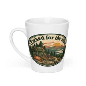 Nature and Adventure Latte Mug: I Packed for the View, Vintage Round Badge - 12 oz - Main