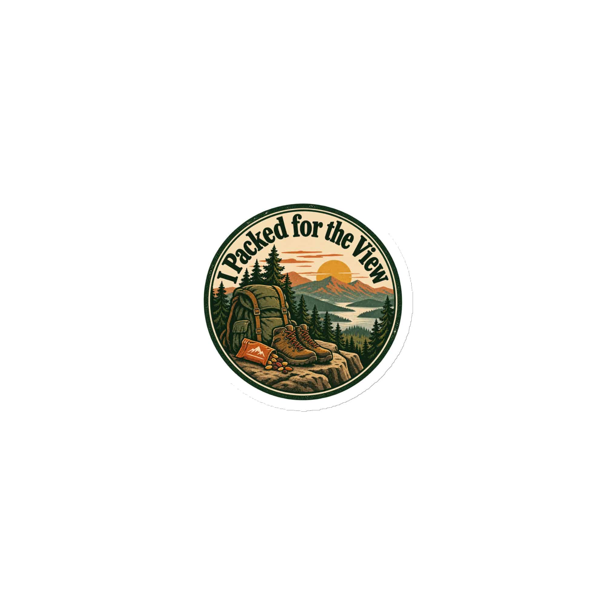 Nature and Adventure Die-Cut Magnet: I Packed for the View, Vintage Round Badge