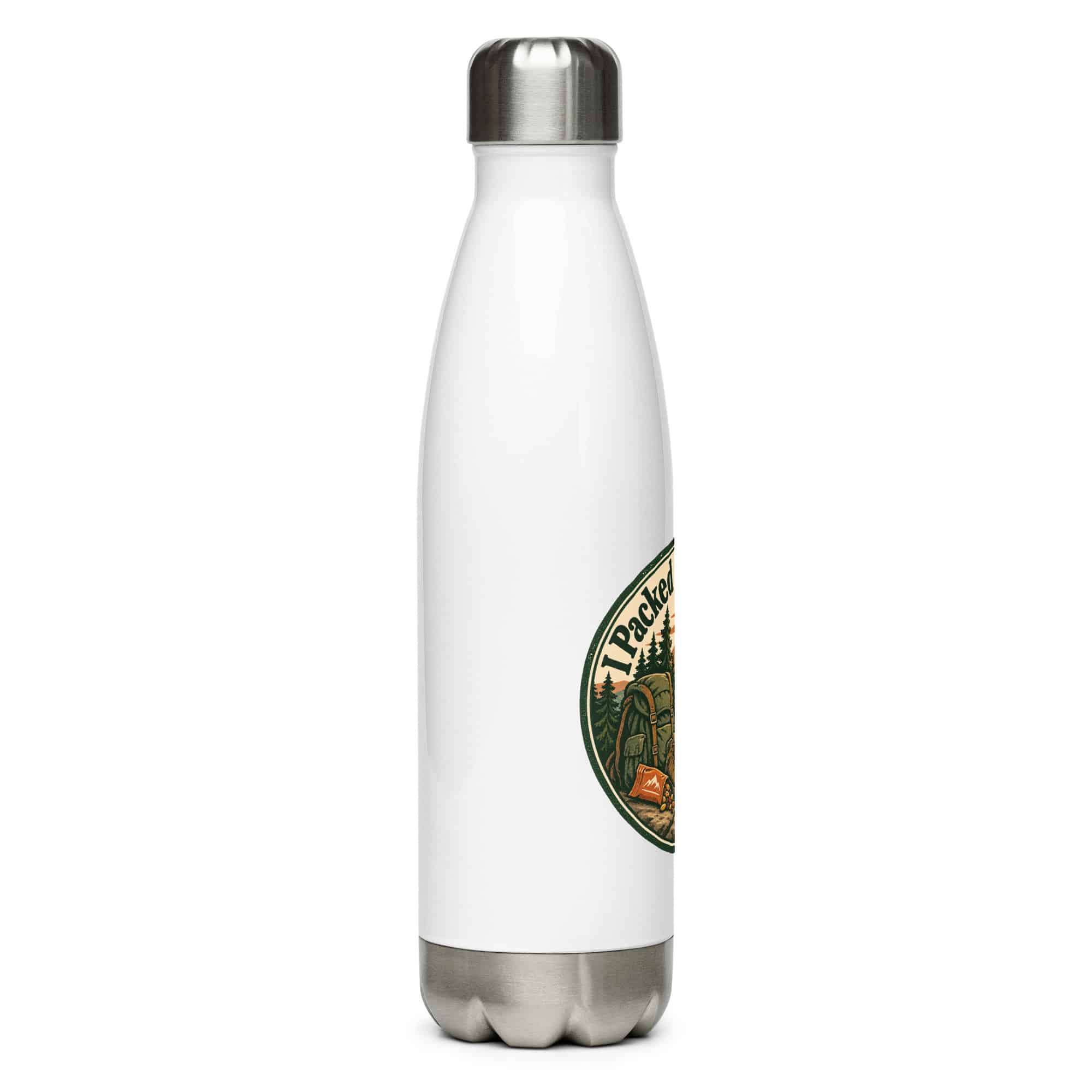 Nature and Adventure Stainless Steel Water Bottle: I Packed for the View, Vintage Round Badge