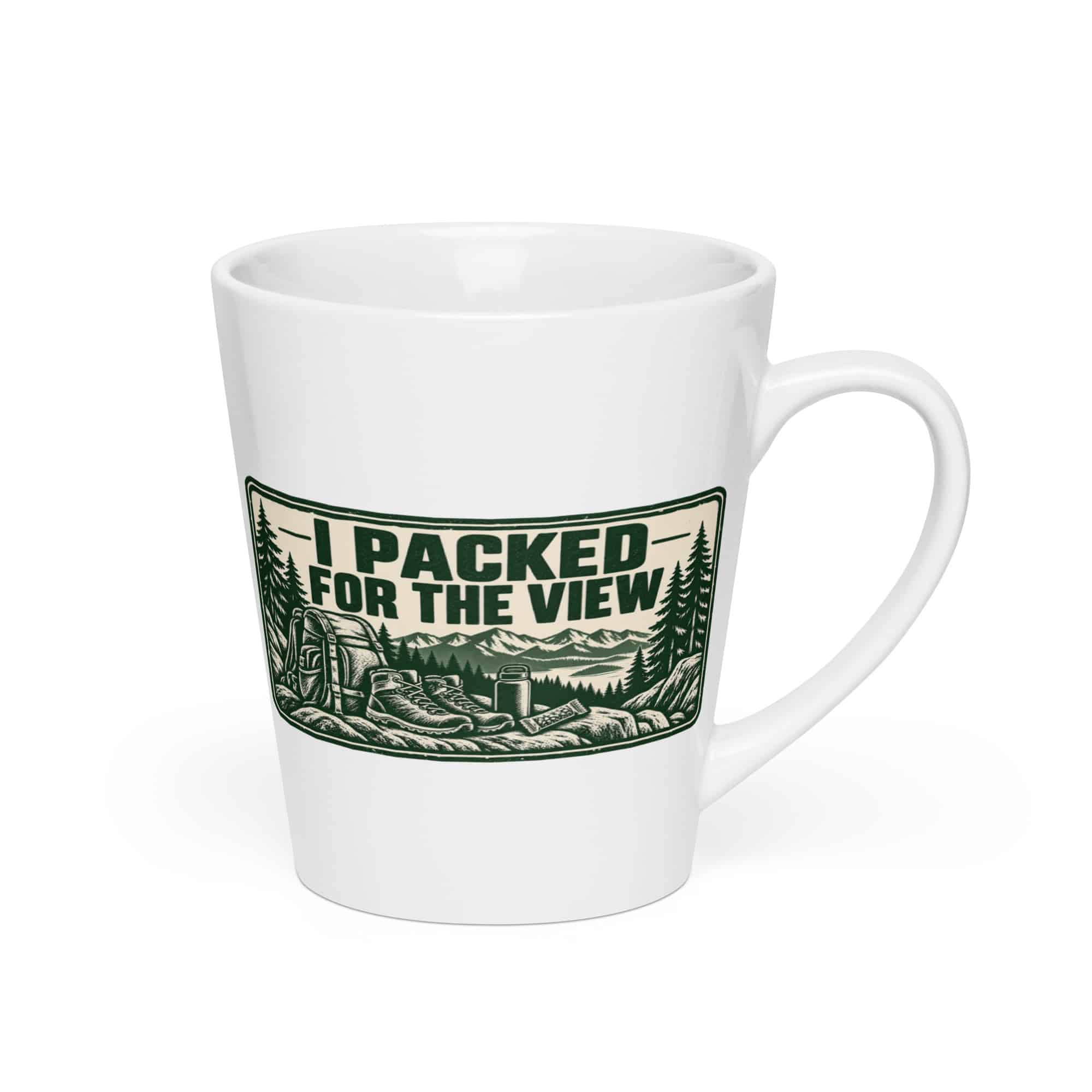 Nature and Adventure Latte Mug: I Packed for the View, Forest Ink Stamp