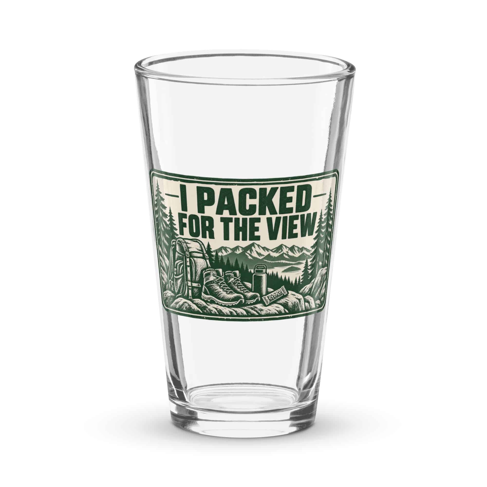Nature and Adventure Pint Glass: I Packed for the View, Forest Ink Stamp