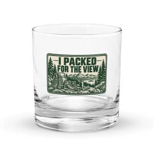 Nature and Adventure Rocks Glass: I Packed for the View, Forest Ink Stamp - 10.5 oz - Main